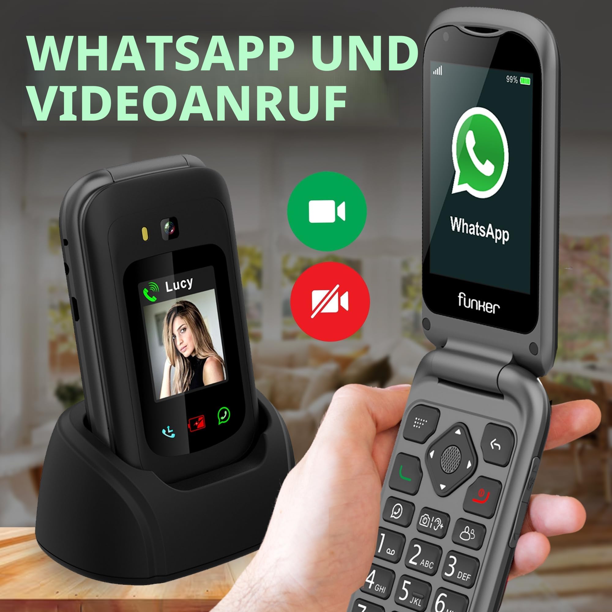 Funker Max E450 MAX Pro Klapphandy 4G WhatsApp Notruftaste