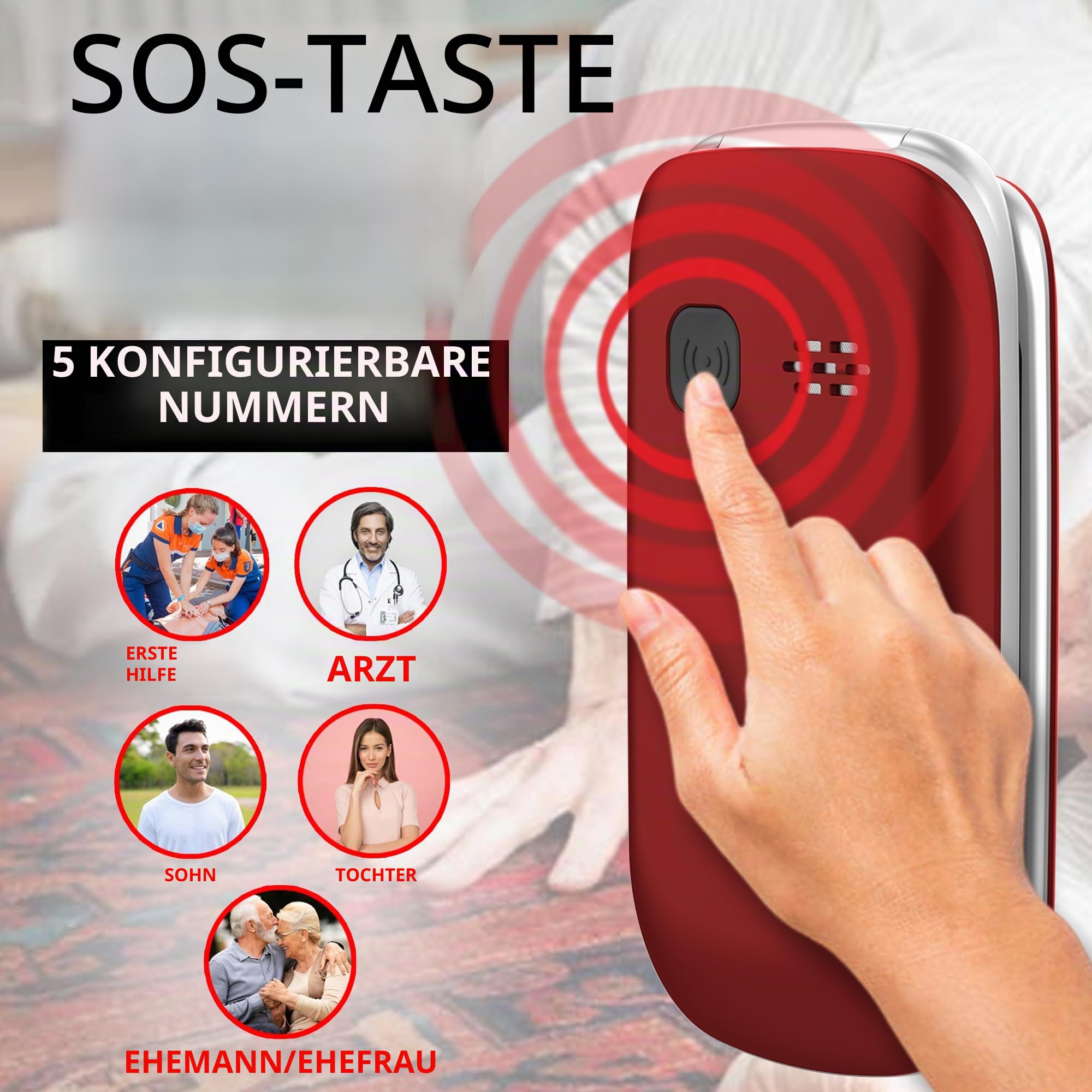 Funker Max Line E300 Max Tastenhandy mit Notruftaste 4G