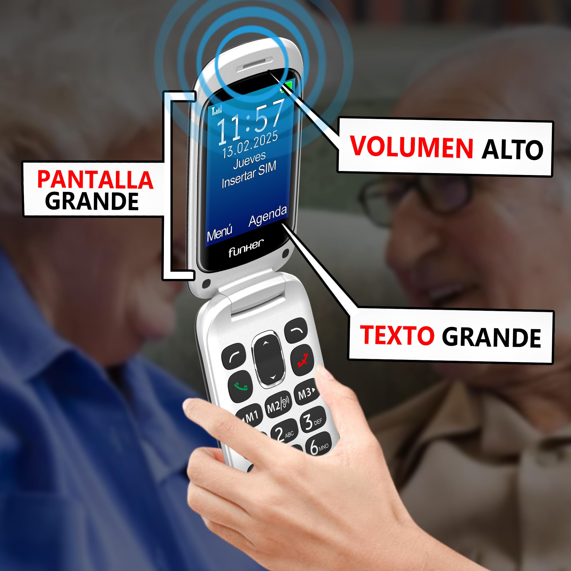 Funker Max E350 Klapphandy 4G Notruftaste Ladestation