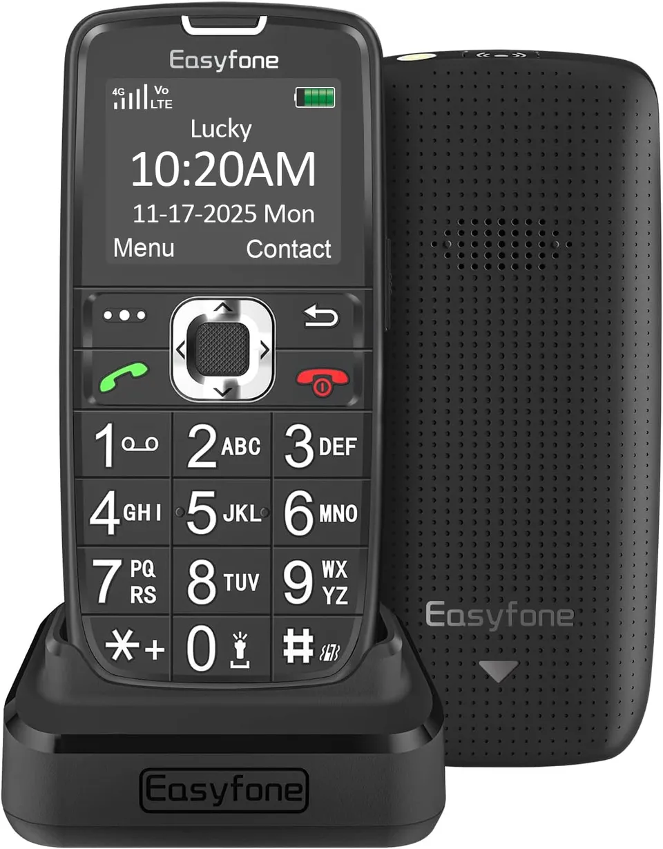 Easyfone Prime-A6 4G Tastenhandy Schwarz mit Ladestation Notruftaste