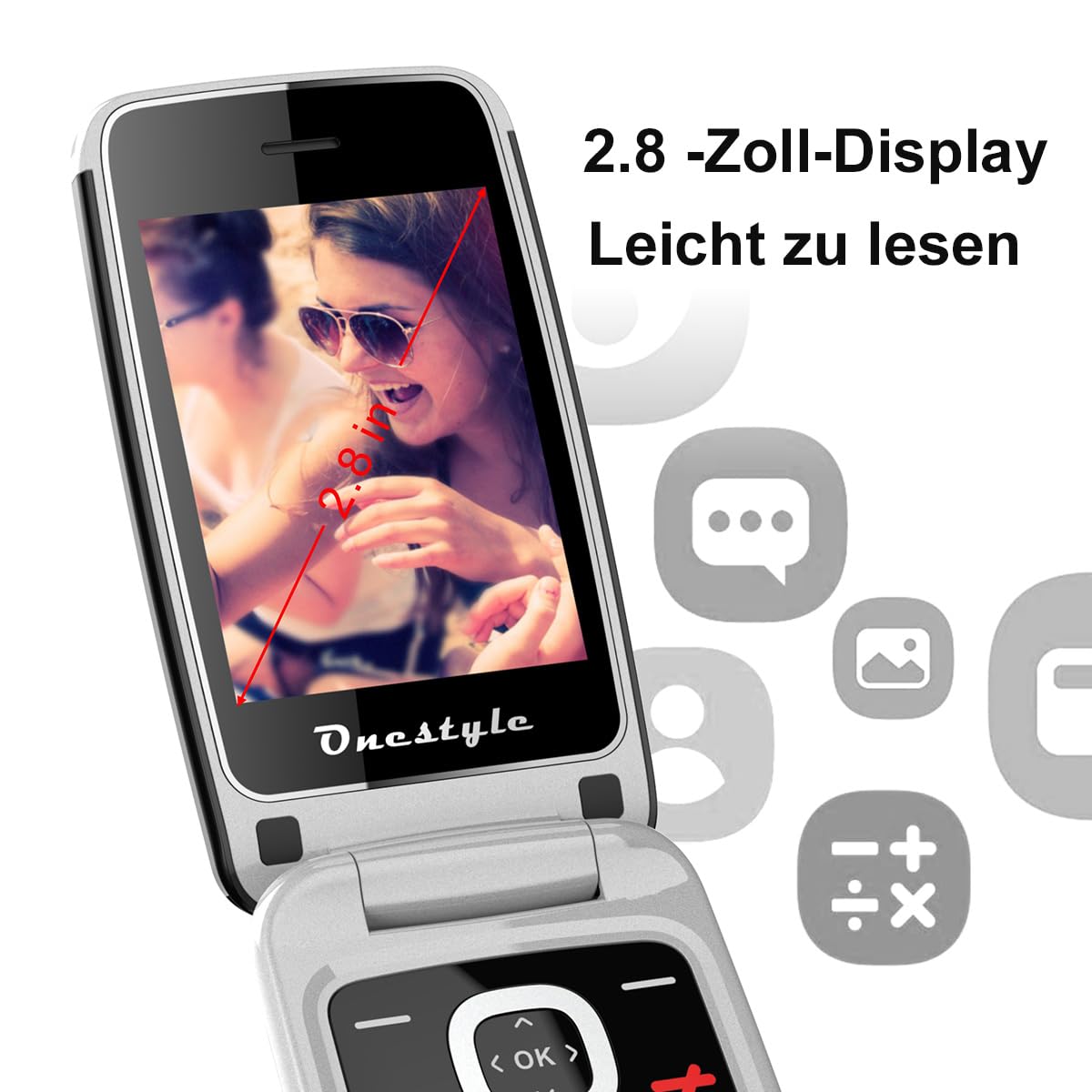 Onestyle GSM Silver Plus Klapphandy mit SOS-Taste 4G