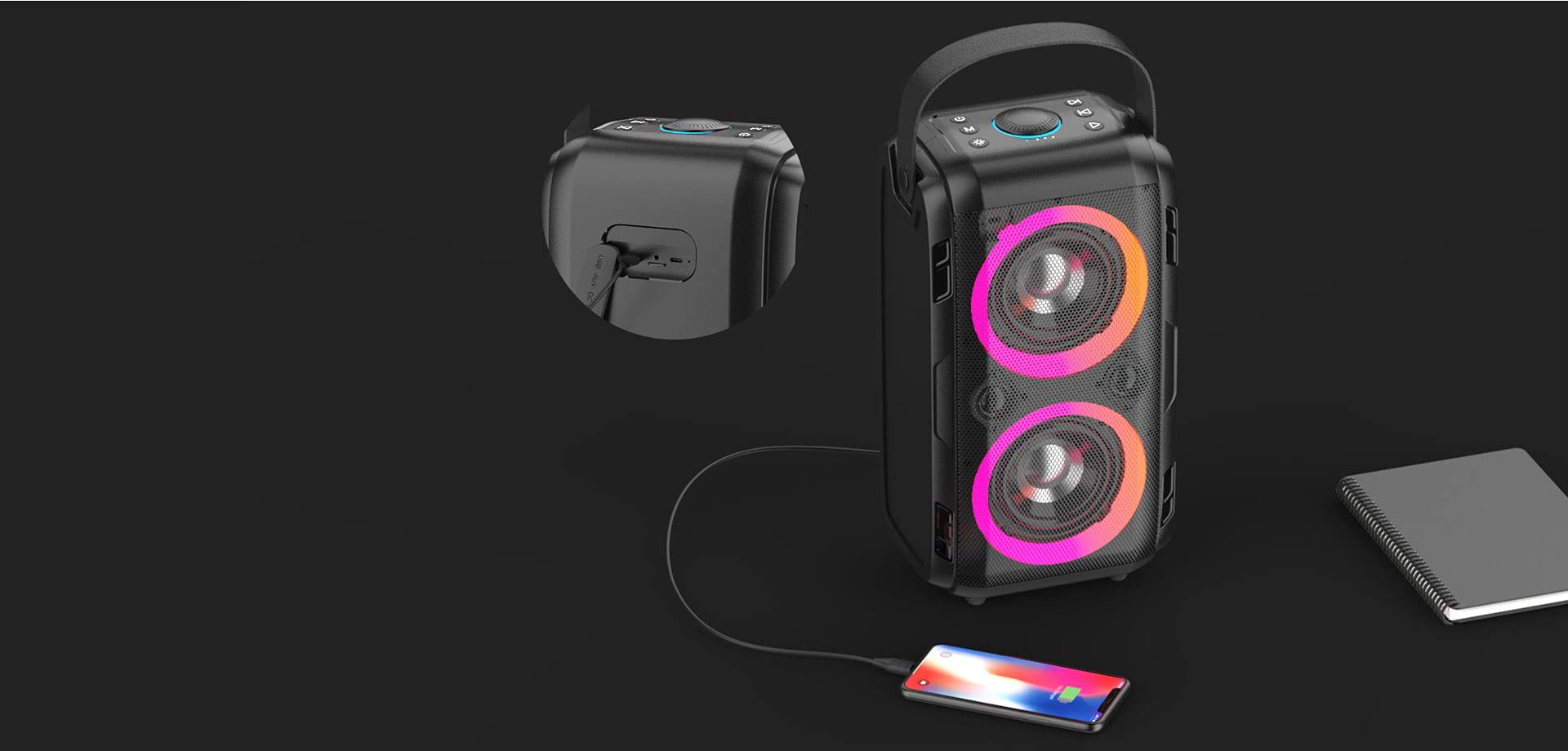 Swisstone BX 840 Bluetooth Lautsprecher grau mit X-Bass