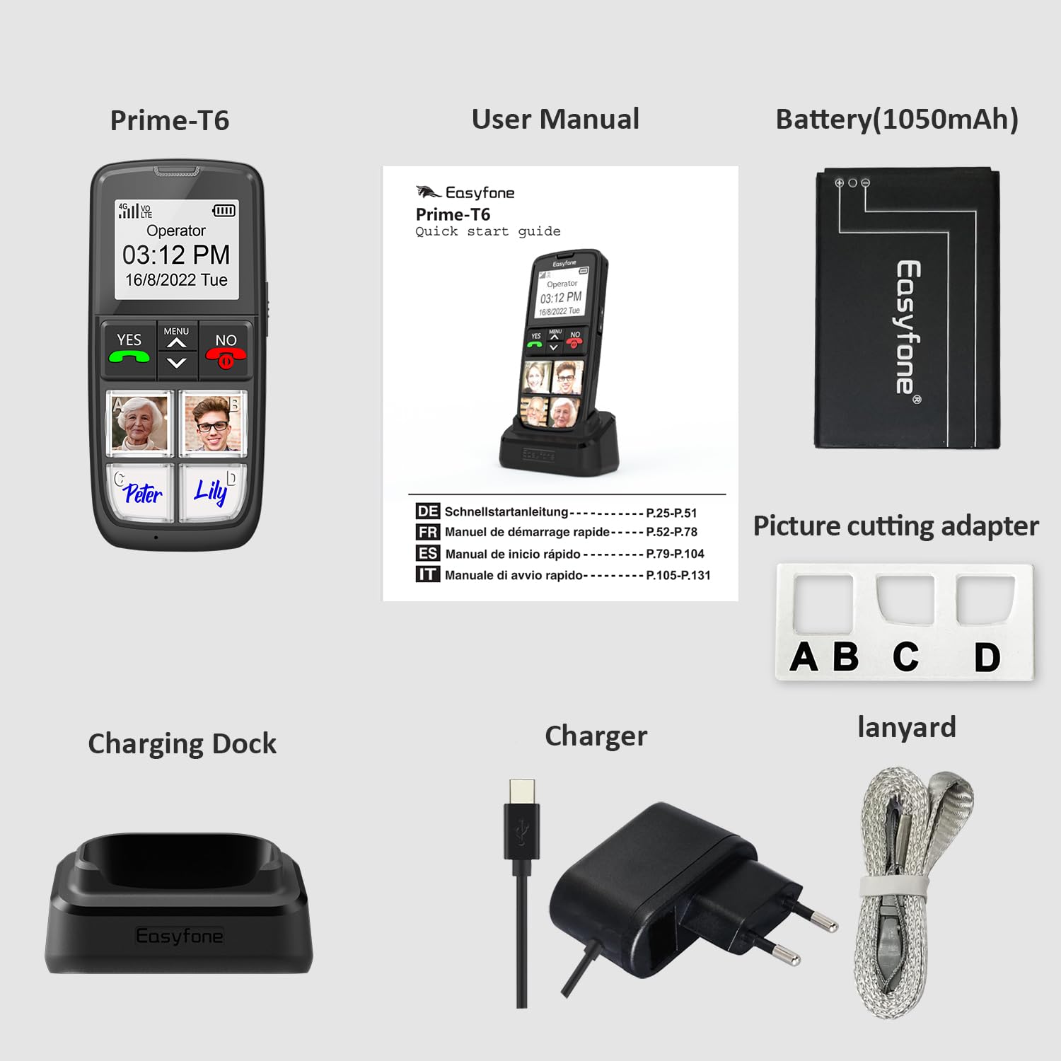 Easyfone T6 Seniorenhandy schwarz mit Bildtasten und 4G
