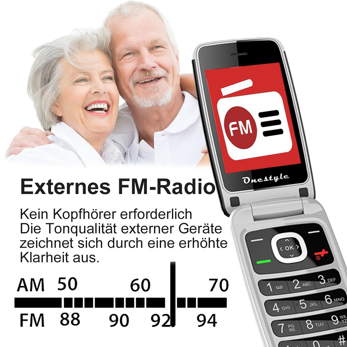 Onestyle GSM Silver Plus Klapphandy mit SOS-Taste 4G