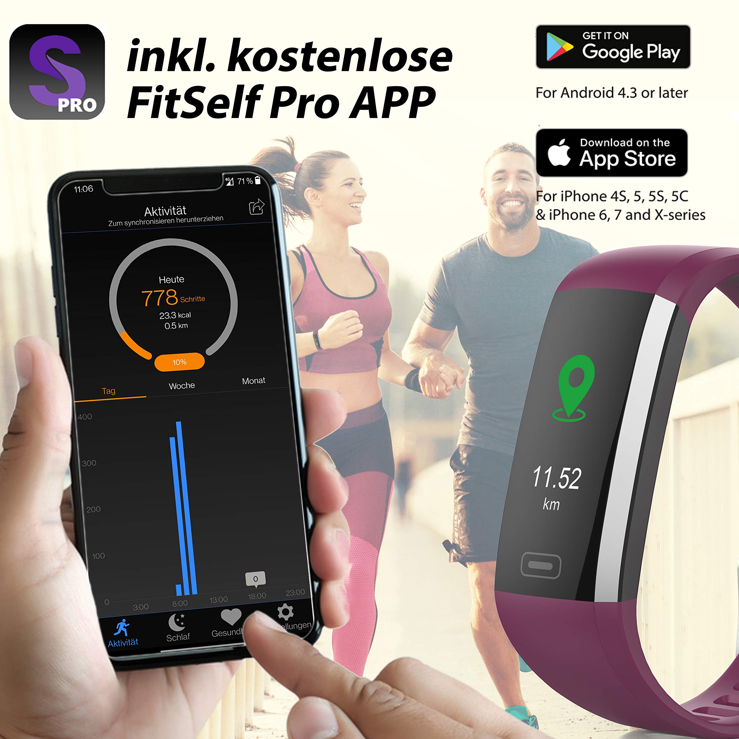 Swisstone SC Smartwatch Farbdisplay Touch IP67 mit Wechselarmband