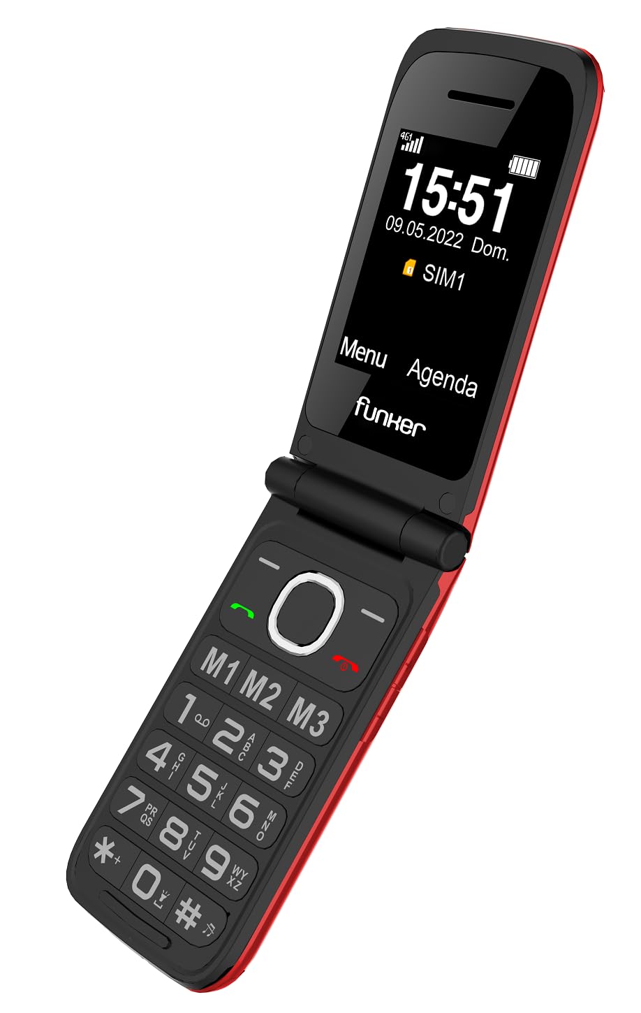 Funker C200 Comfort Klapphandy 4G rot Notruftaste
