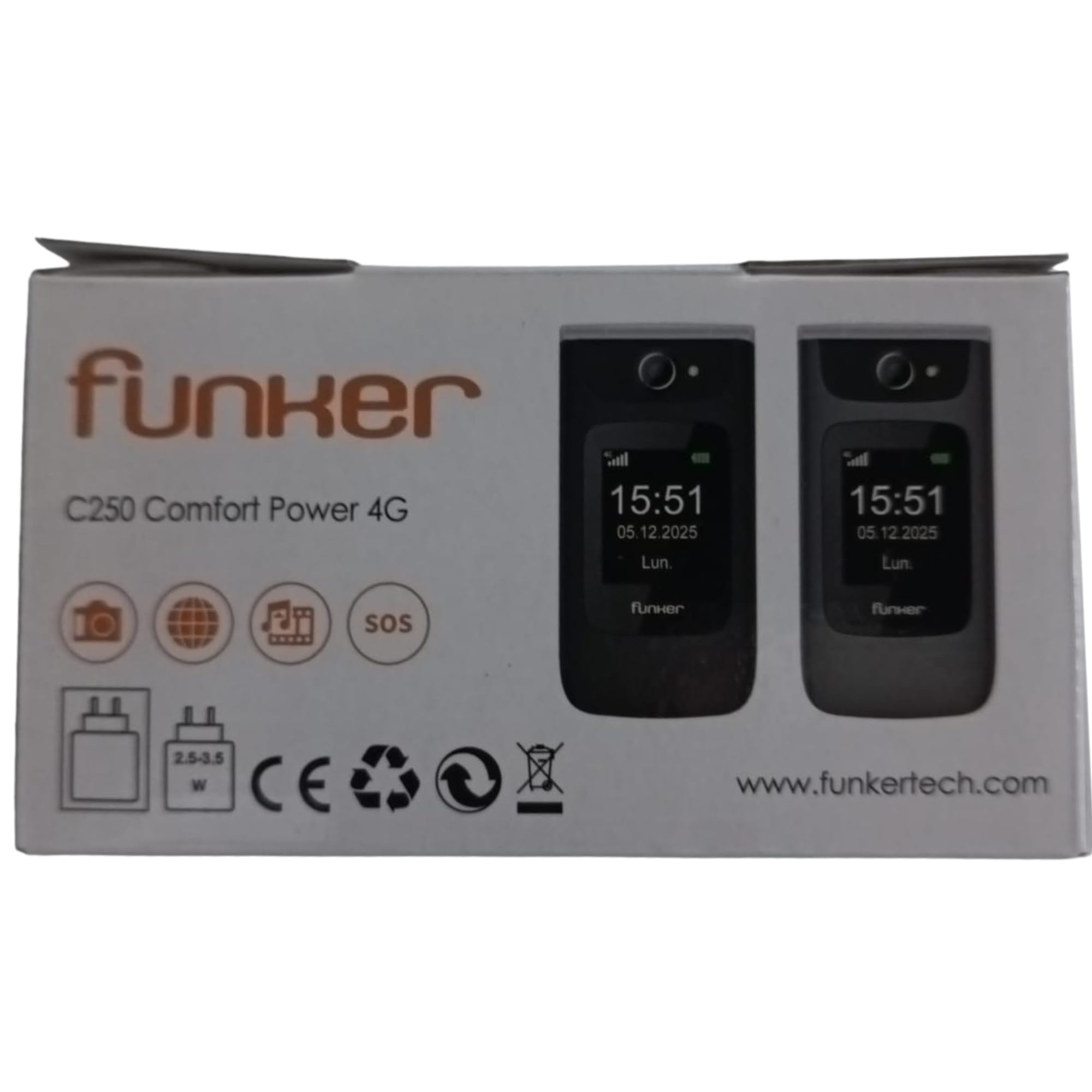 Funker Comfort C250 Klapphandy 4G Schwarz mit Ladestation