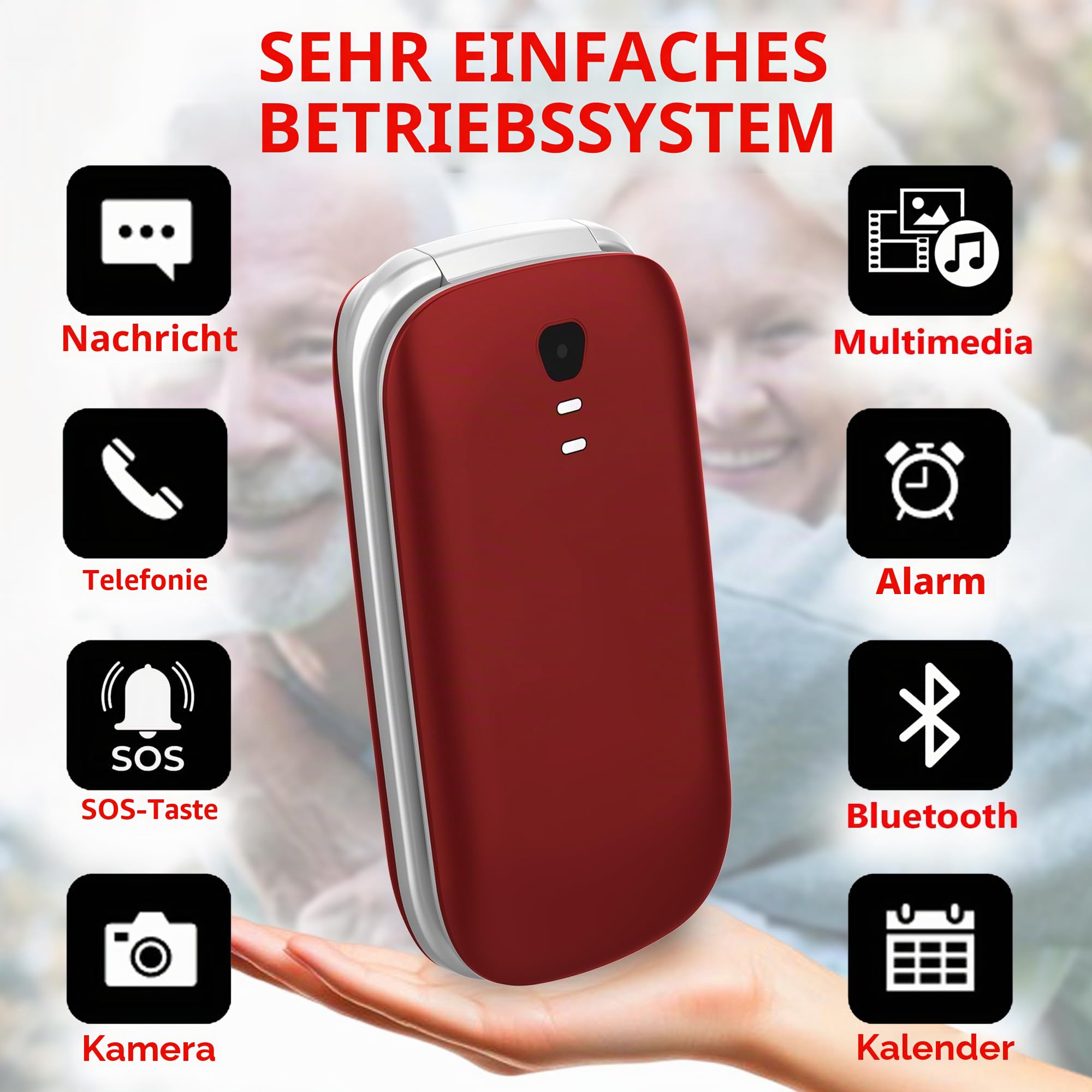 Funker Max Line E300 Max Tastenhandy mit Notruftaste 4G