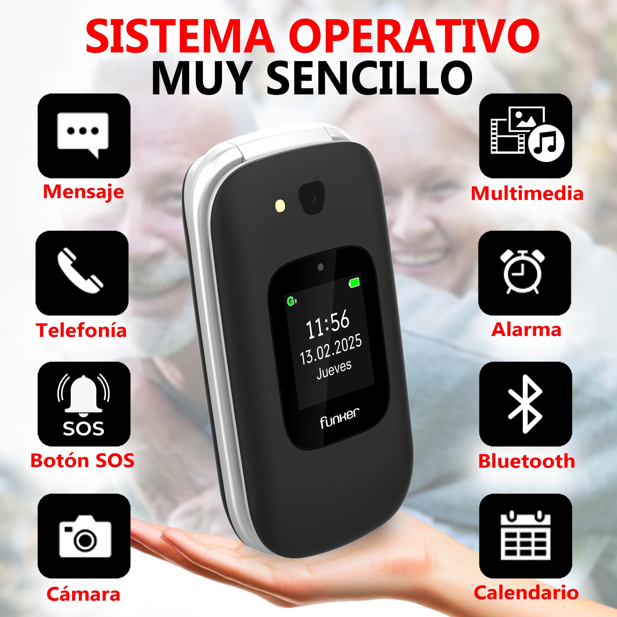 Funker Max E350 Klapphandy 4G Notruftaste Ladestation