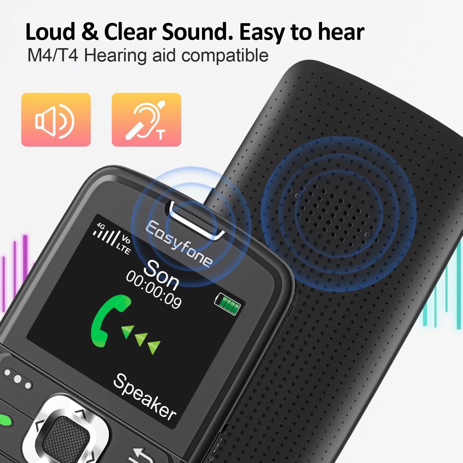 Easyfone Prime-A6 4G Tastenhandy Schwarz mit Ladestation Notruftaste