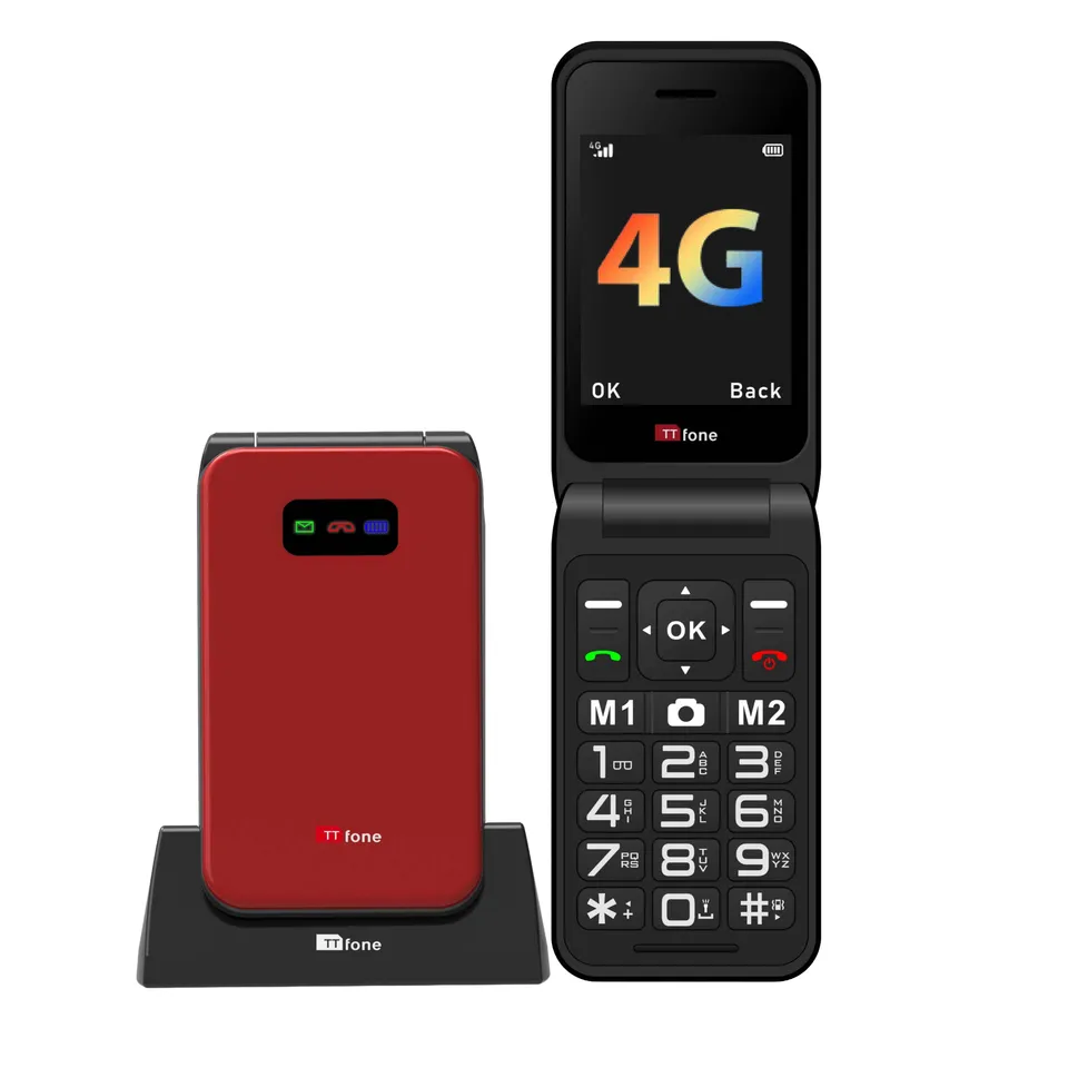TTfone TT760 Klapphandy 4G rot mit Ladestation