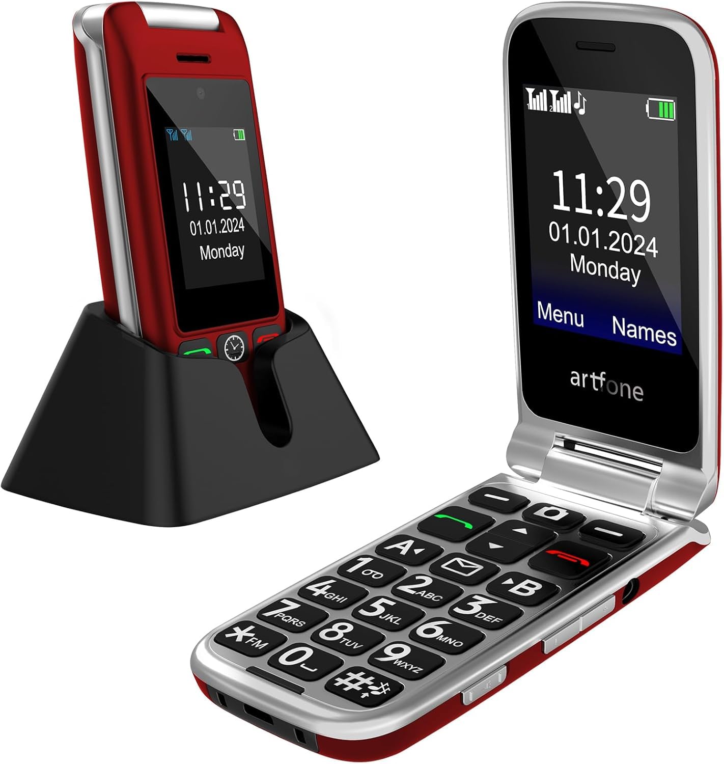 Artfone G6 Klapphandy große Tasten 4G SOS Ladestation USB-C
