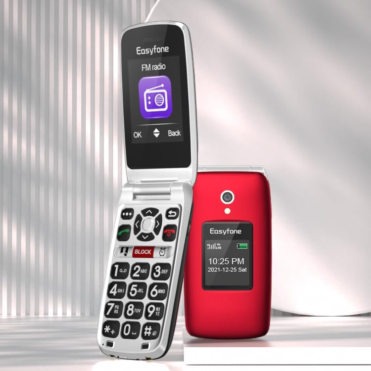 Easyfone Prime-A1 Pro Klapphandy rot mit Notruftaste und 4G