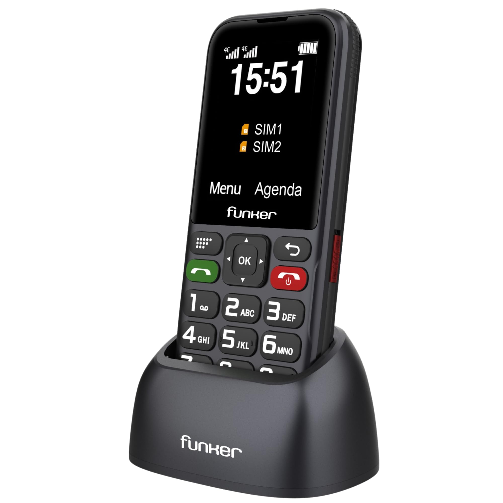 Funker Classic C180 4G Tastenhandy Schwarz mit Ladestation