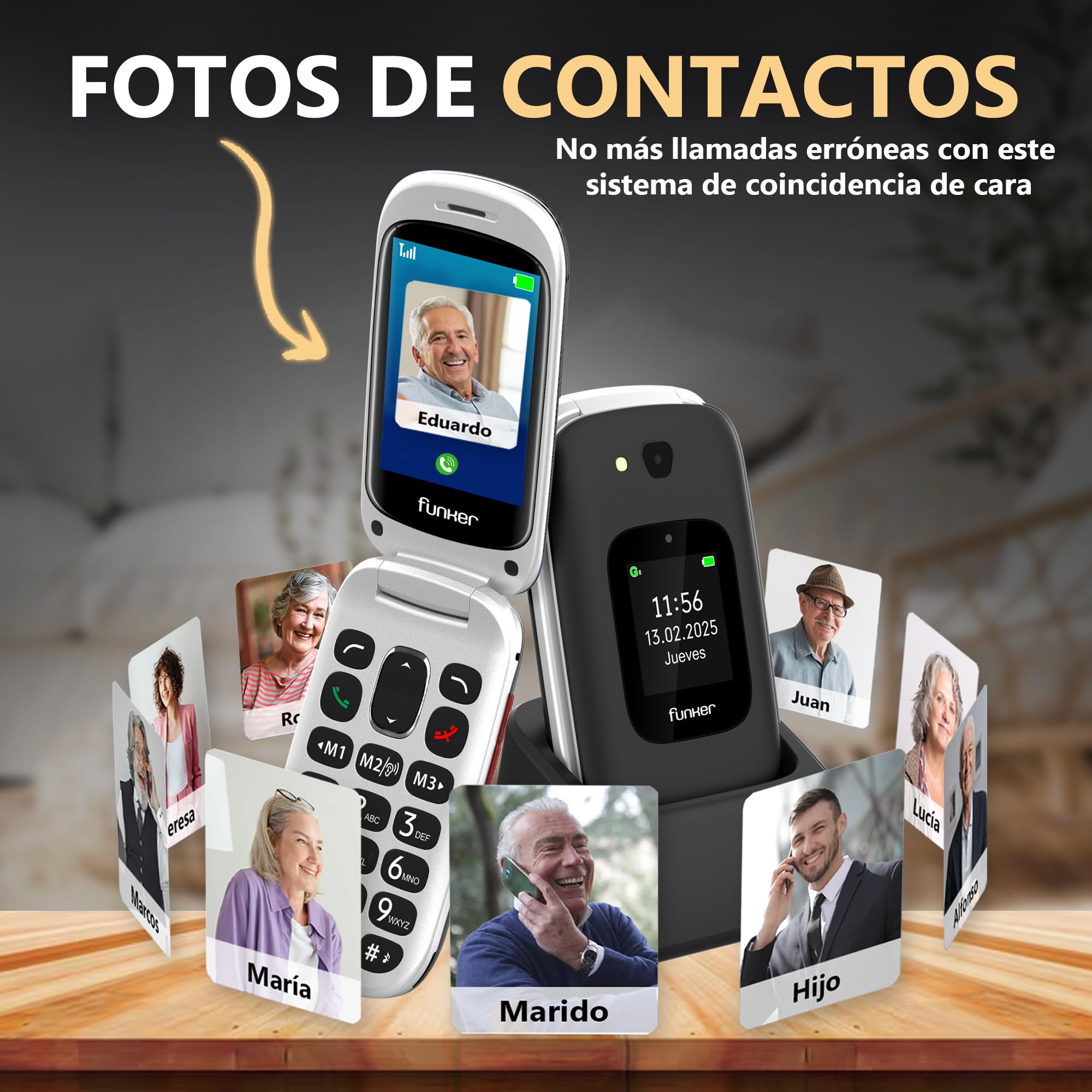 Funker Max E350 Klapphandy 4G Notruftaste Ladestation