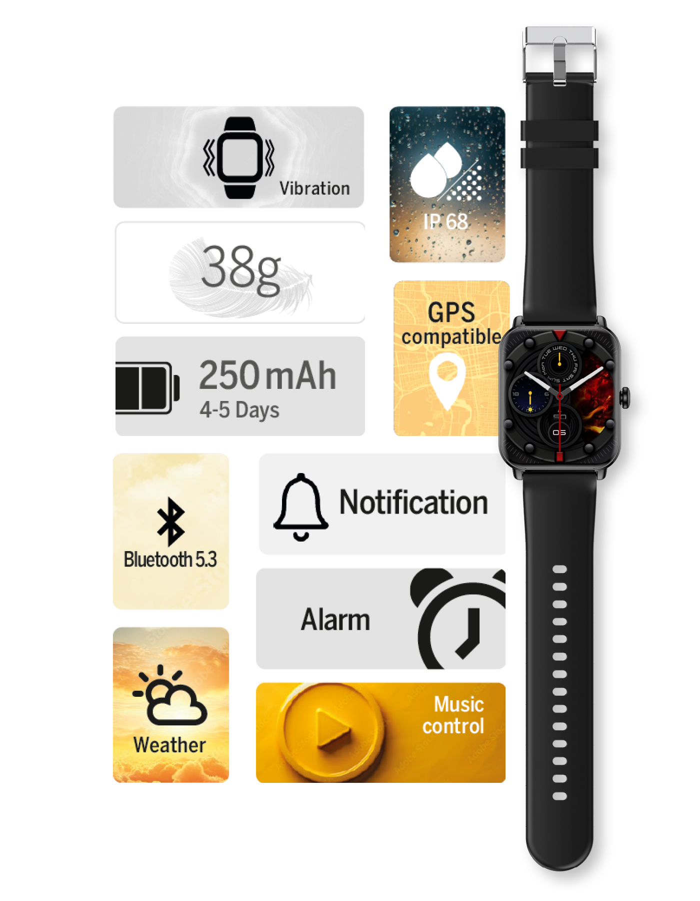 Bea-fon Smartwatch 102 Smartwatch mit Herzfrequenz IP68