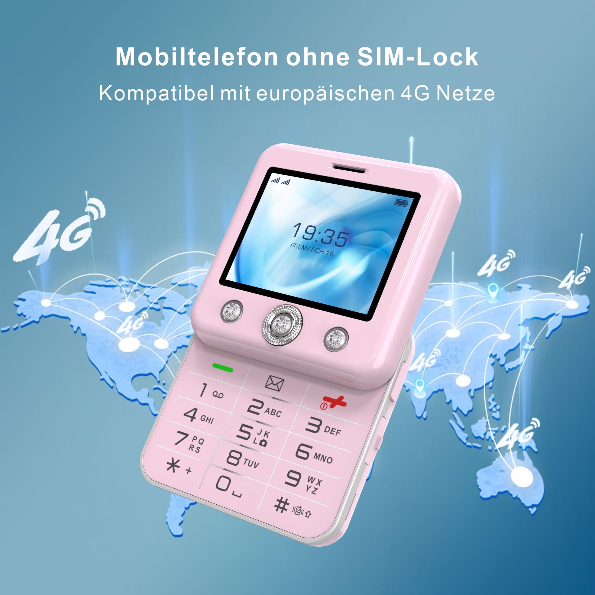 Onestyle GSM Diamond Tastenhandy weiß mit Notruftaste 4G