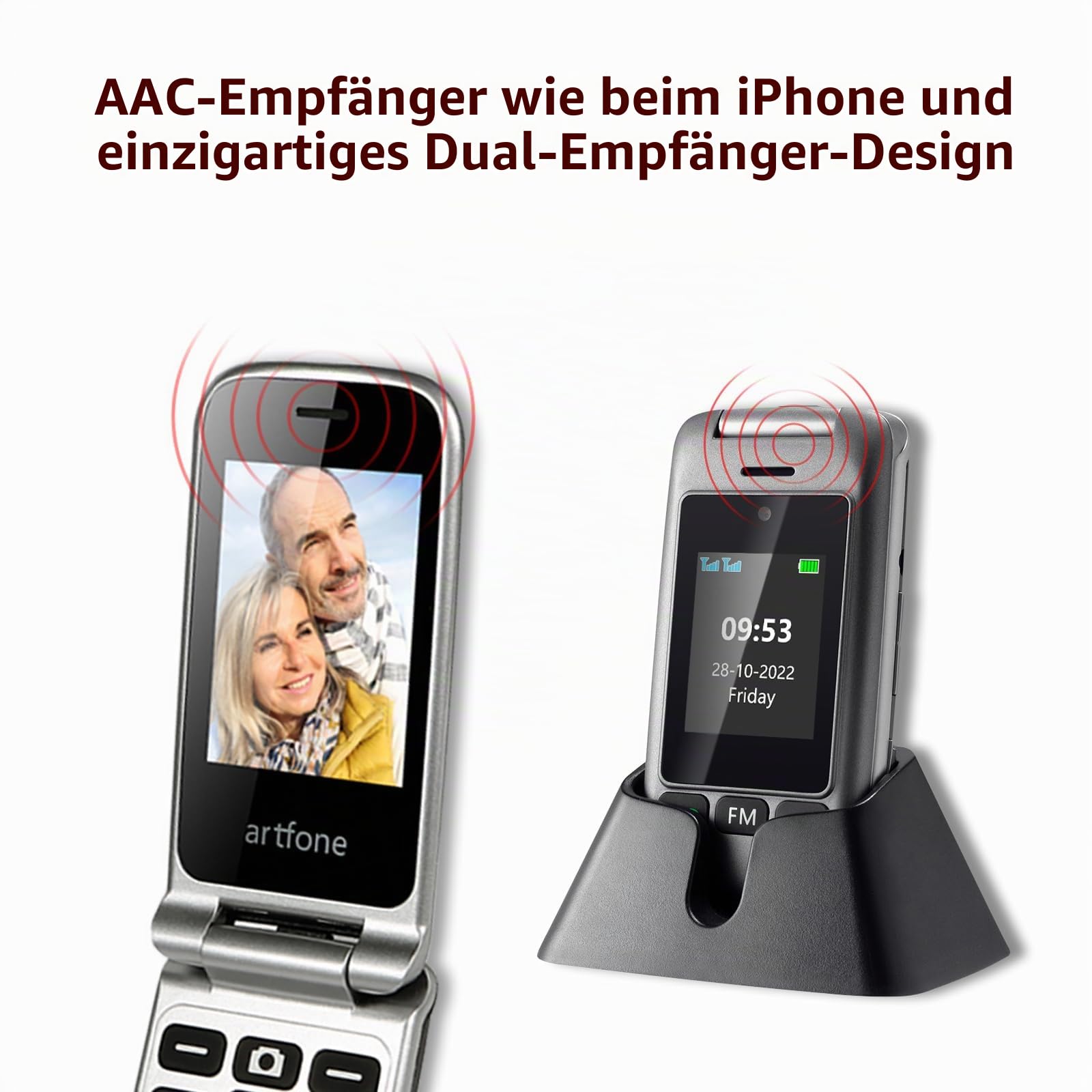 Artfone Senior G6 Klapphandy 4G grau Ladestation Notruftaste