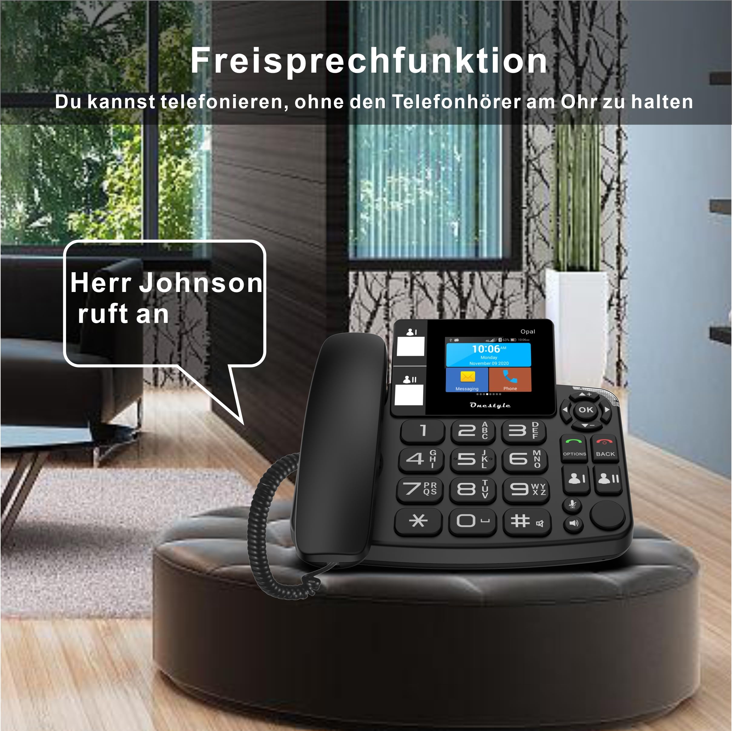 Onestyle GSM Opal Tischtelefon mit Notruftaste WLAN