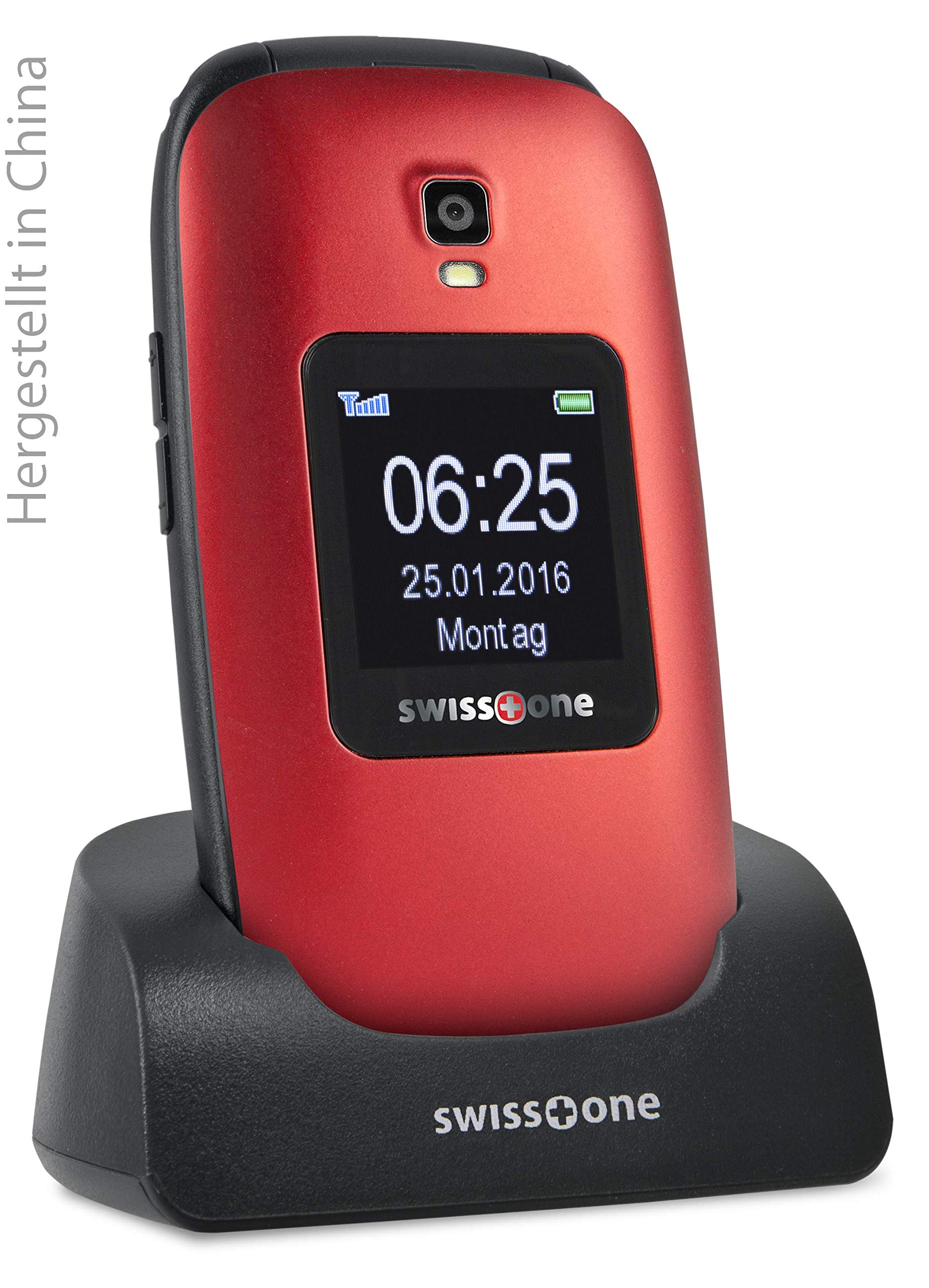 Swisstone BBM 625 Klapphandy Rot mit Ladestation Notruftaste