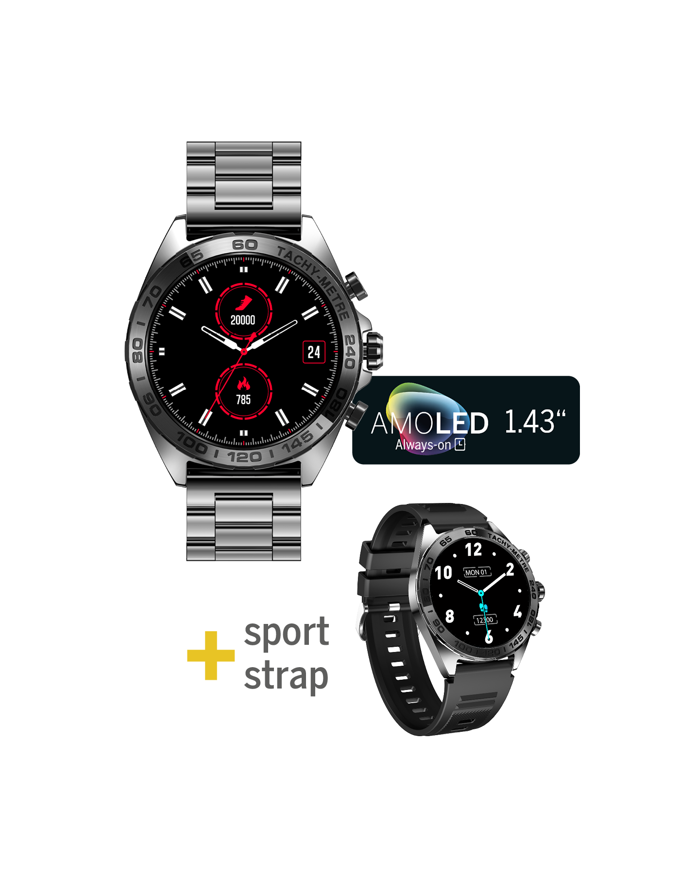Bea-fon Smartwatch 501 Fitnessuhr AMOLED Always On GPS