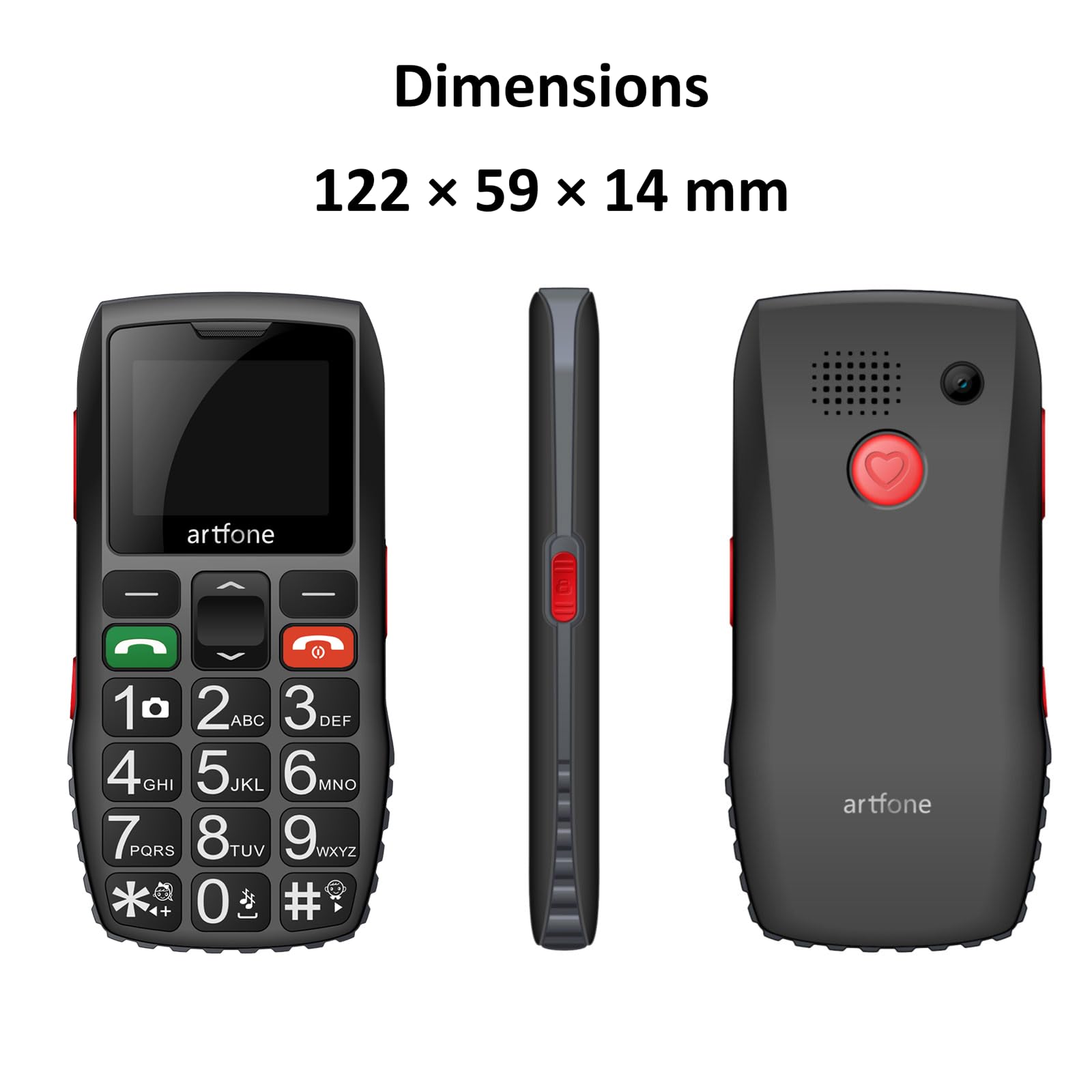 Artfone C1 Tastenhandy große Tasten SOS-Taste Dual SIM 1800mAh