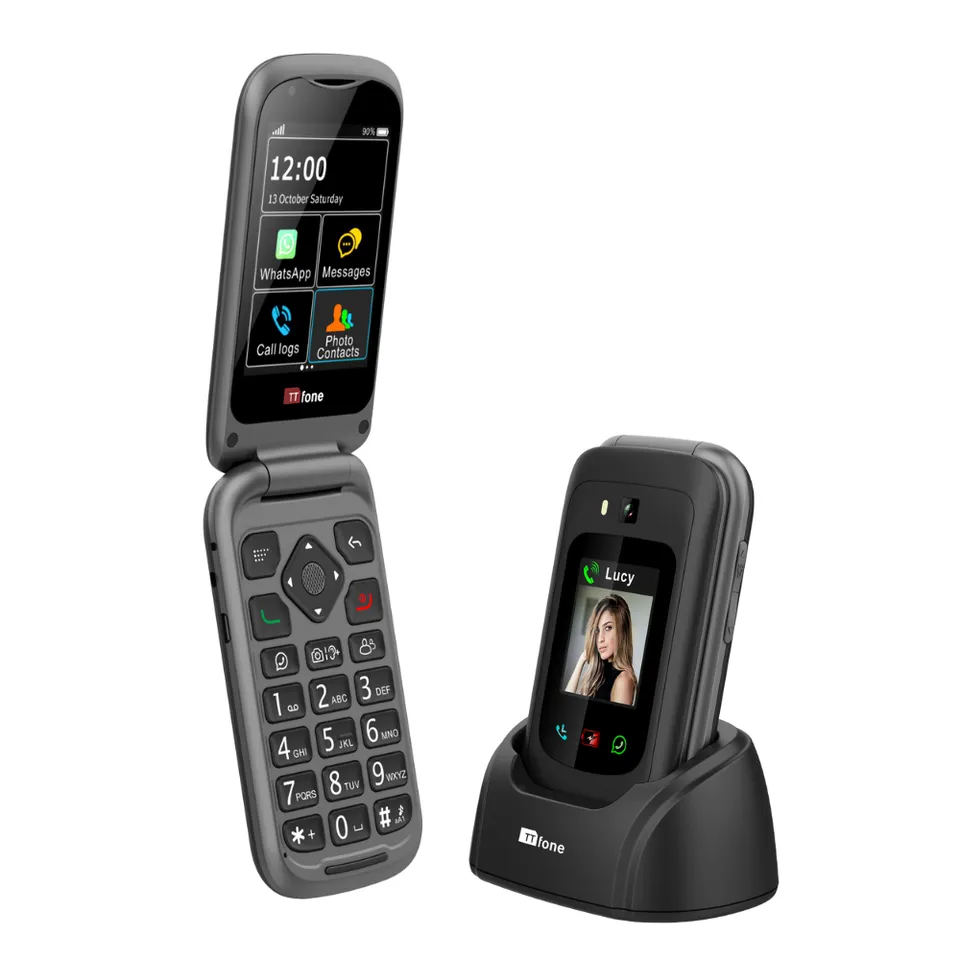 TTfone TT970 Klapphandy 4G mit Ladestation Three SIM Notruftaste