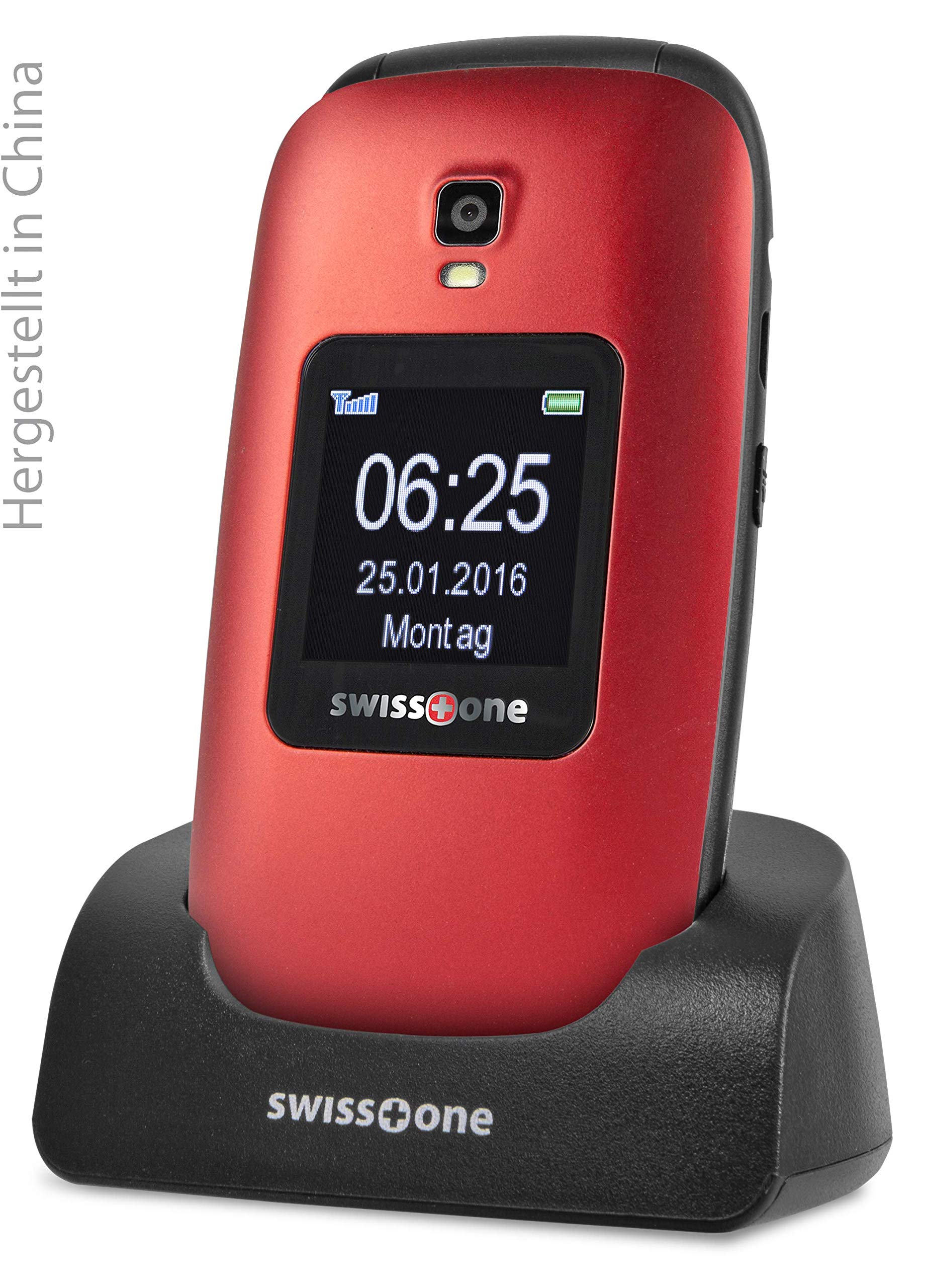Swisstone BBM 625 Klapphandy Rot mit Ladestation Notruftaste
