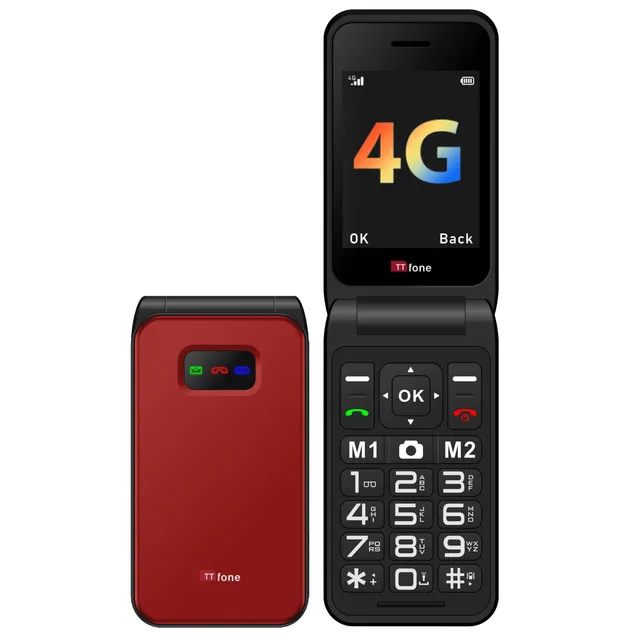 TTfone TT760 Klapphandy 4G rot mit USB-C Kabel