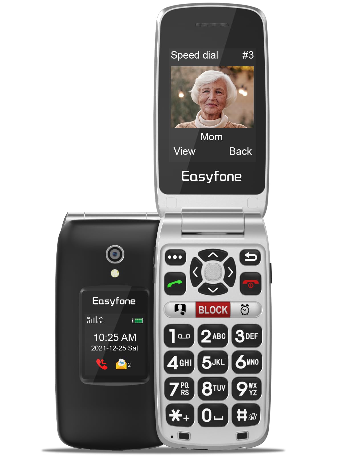 Easyfone Prime-A1 Pro Klapphandy mit Ladestation und SOS-Taste