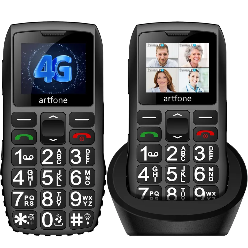 Artfone C1+ 4G Tastenhandy große Tasten SOS Ladestation Schwarz