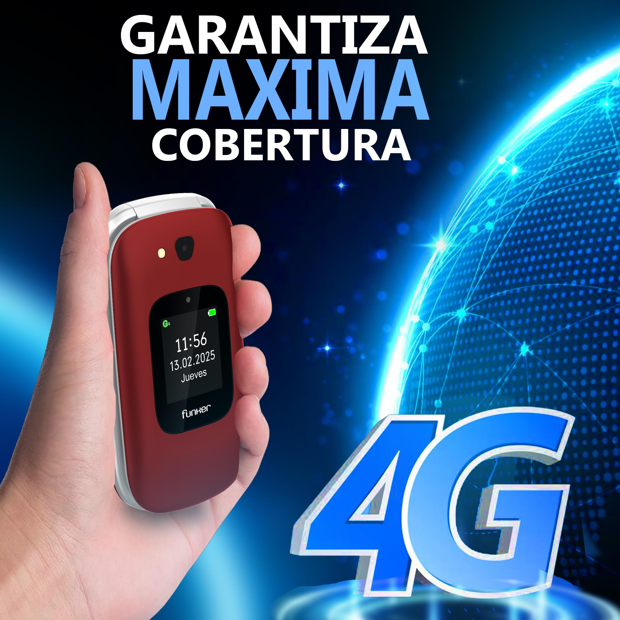 Funker Max Line E350 Max Klapphandy rot mit Notruftaste 4G
