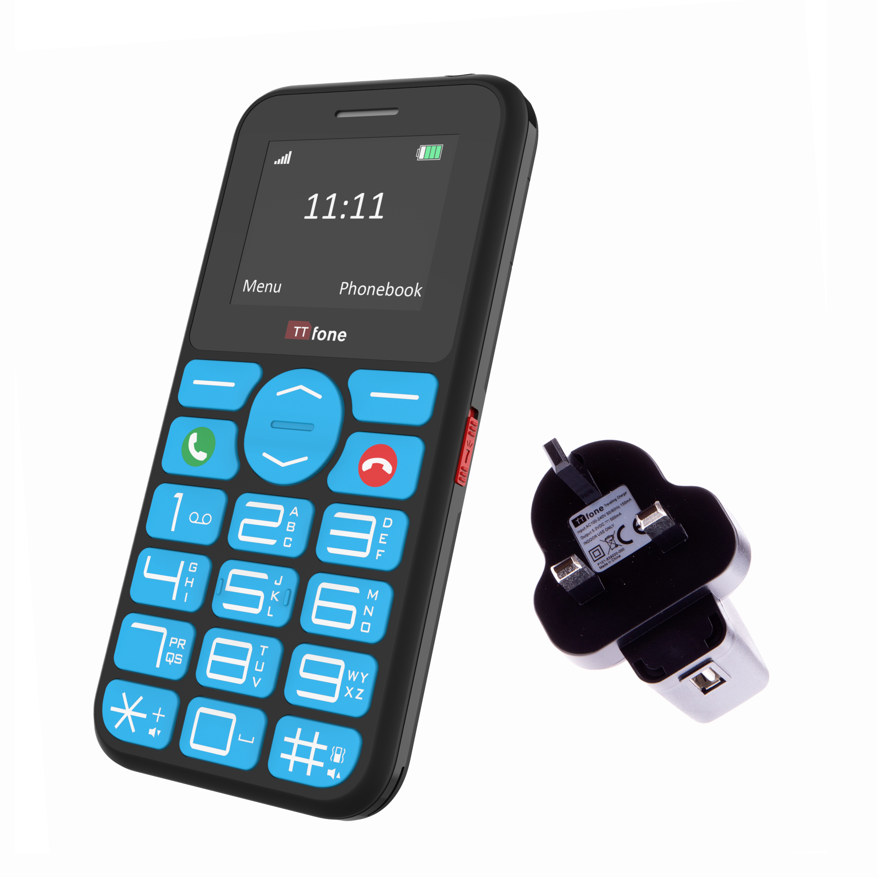 TTfone TT190 Tastenhandy mit Netzteil und Notruftaste