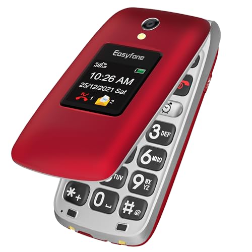 Easyfone Prime-A1 Pro Klapphandy rot mit Notruftaste und 4G
