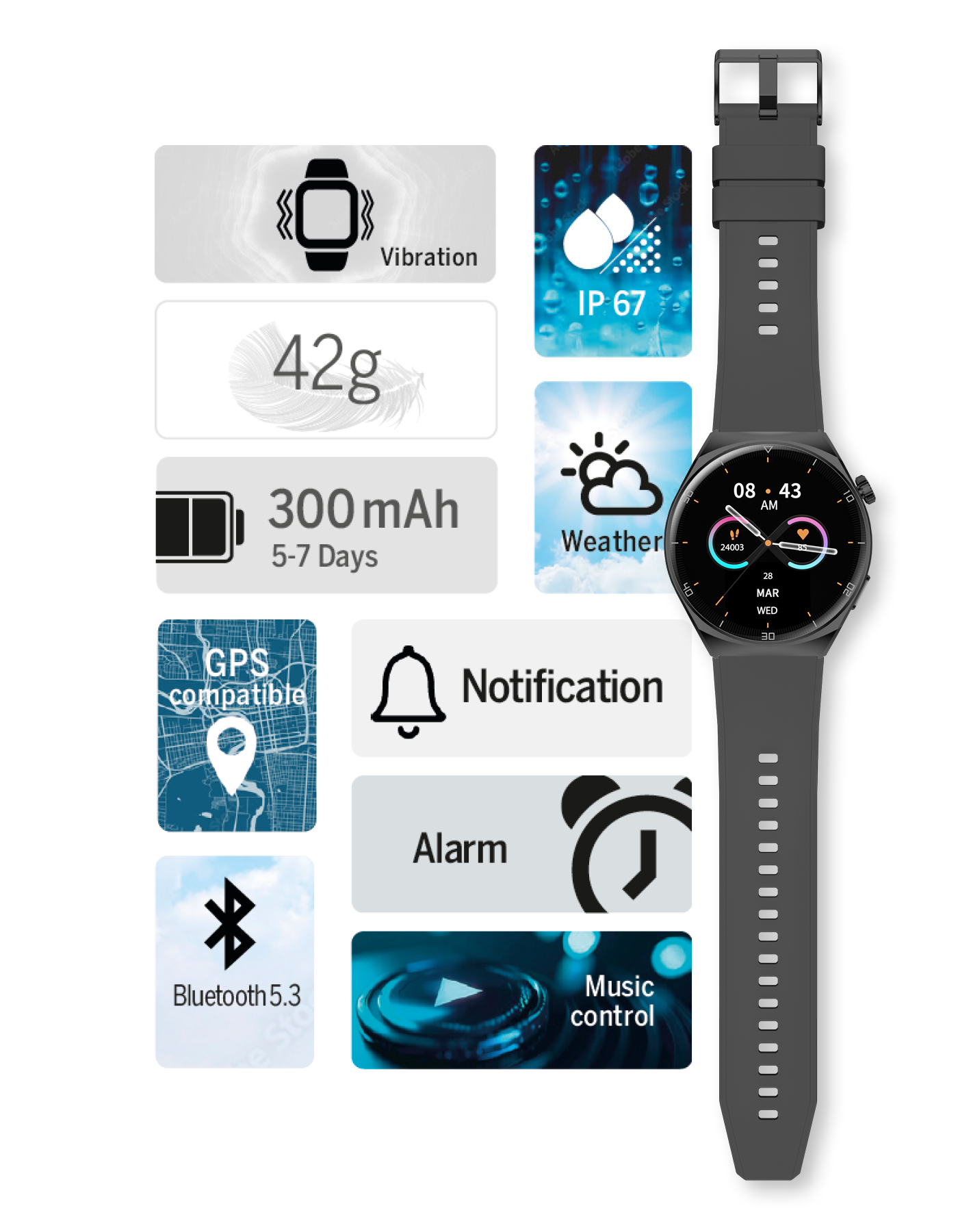 Bea-fon 401 Smartwatch mit Bluetooth-Anruf und Fitness