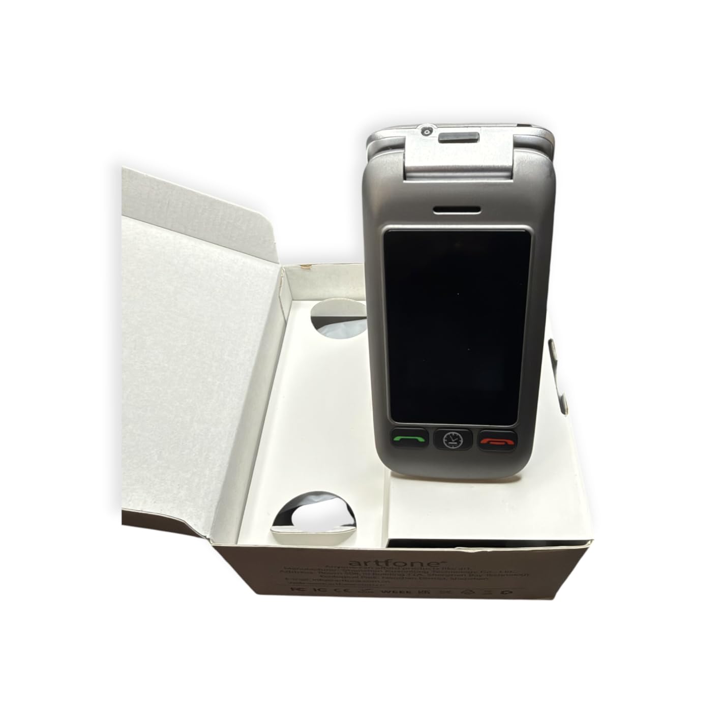 Artfone G6 Klapphandy große Tasten 4G Notruftaste Ladestation Grau