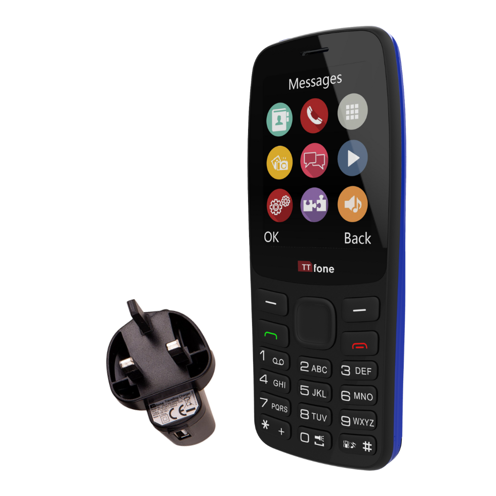 TTfone TT175 Dual SIM Tastenhandy mit Netzteil Giffgaff SIM