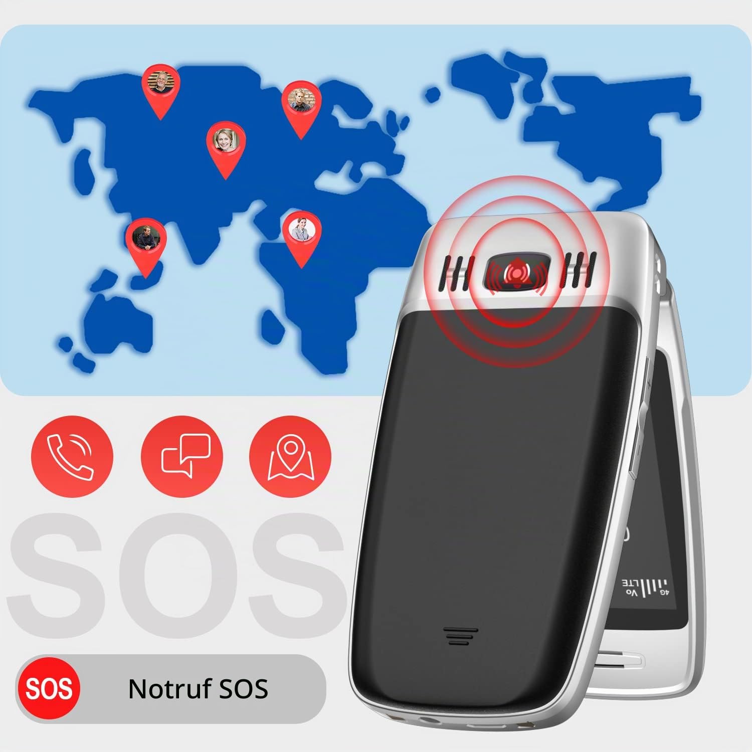 Easyfone T300 Klapphandy 4G schwarz mit Ladestation