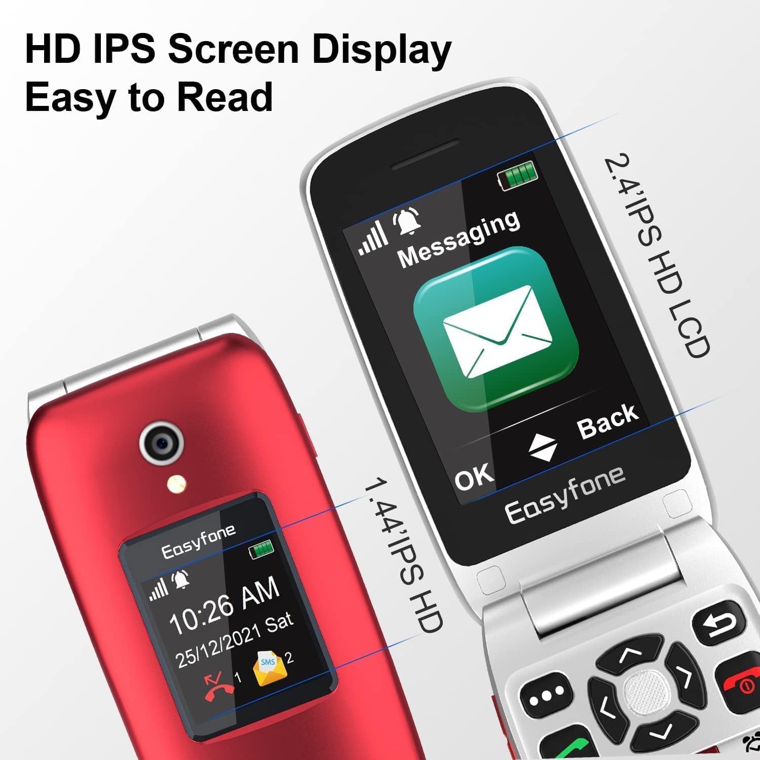 Easyfone Prime-A1 Pro Klapphandy rot mit Notruftaste und 4G