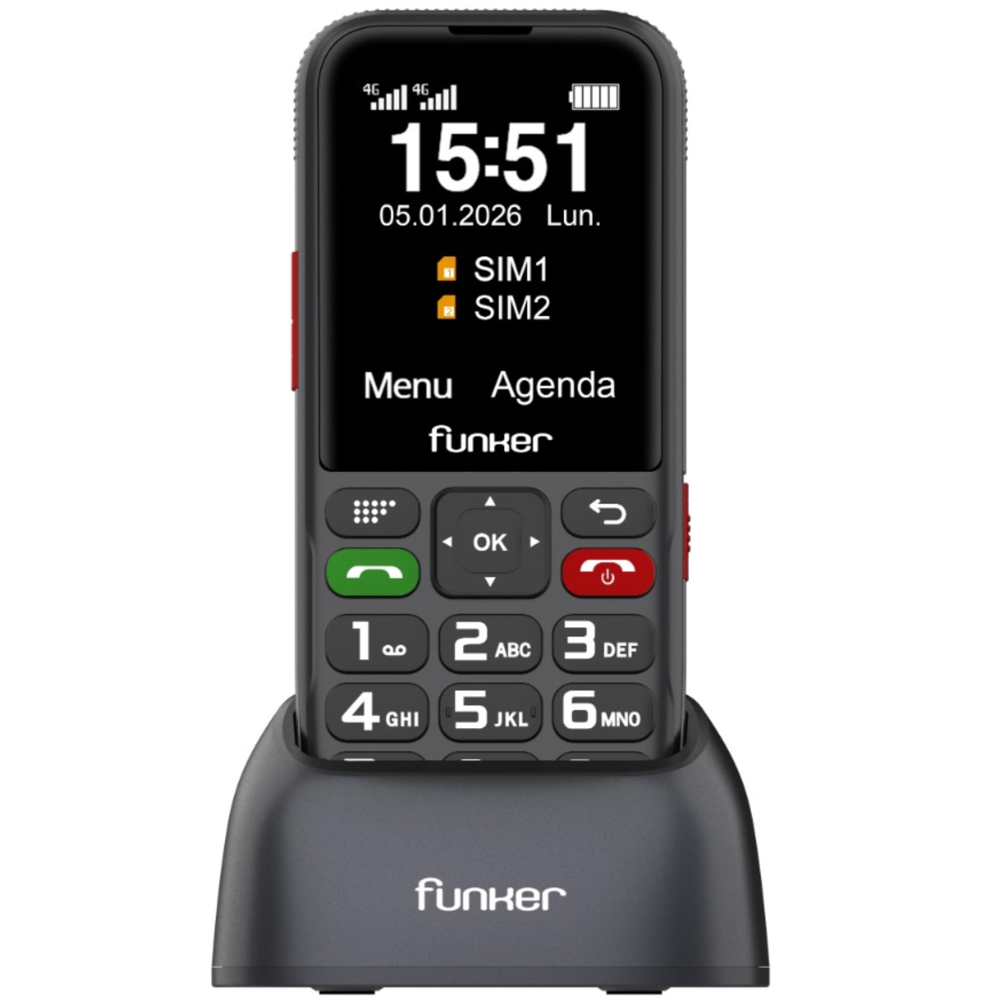 Funker Classic C180 4G Tastenhandy Schwarz mit Ladestation