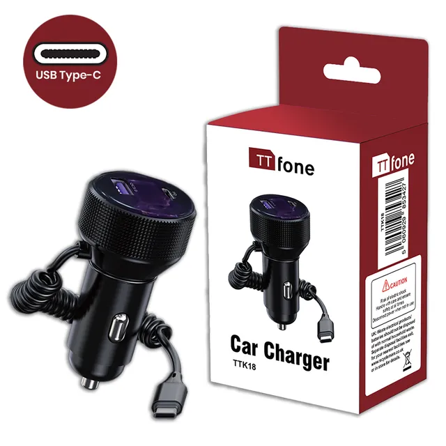 TTfone TTK18 Autoladegerät 12V mit Type-C Kabel