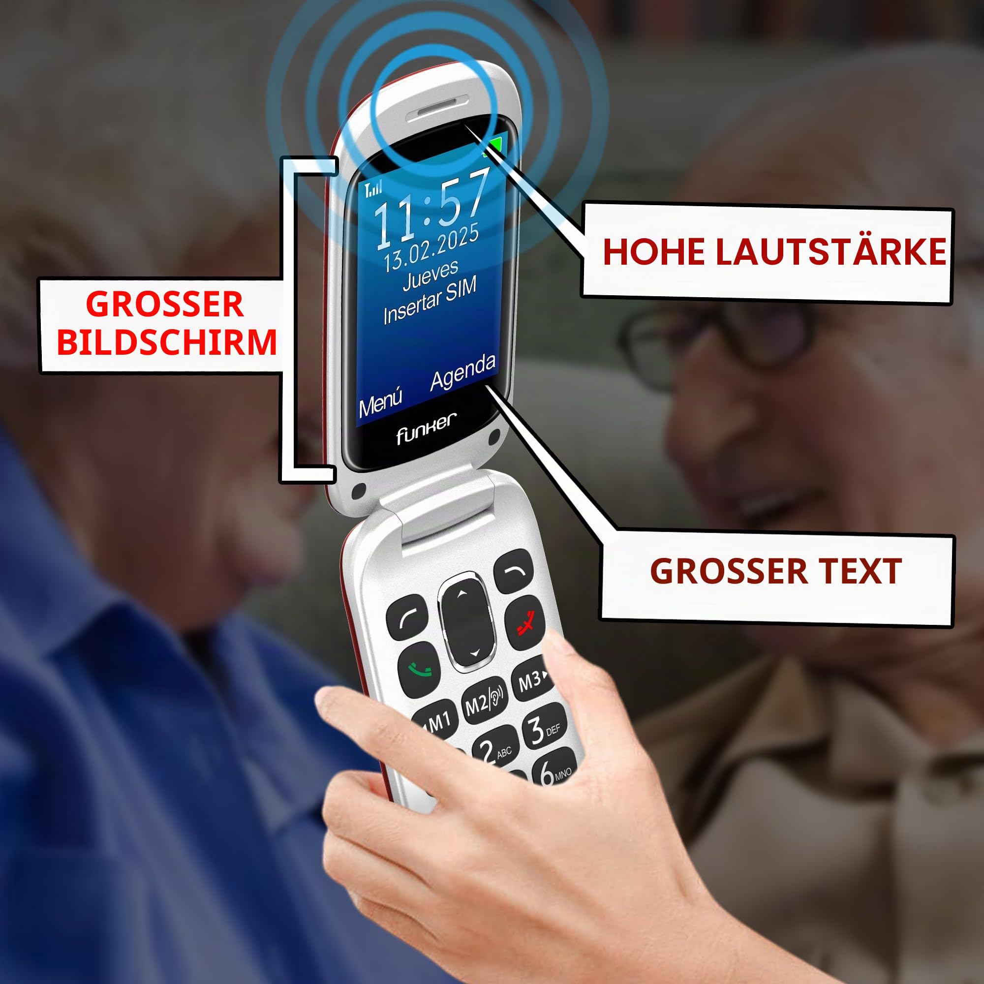 Funker Max Line E300 Max Tastenhandy mit Notruftaste 4G