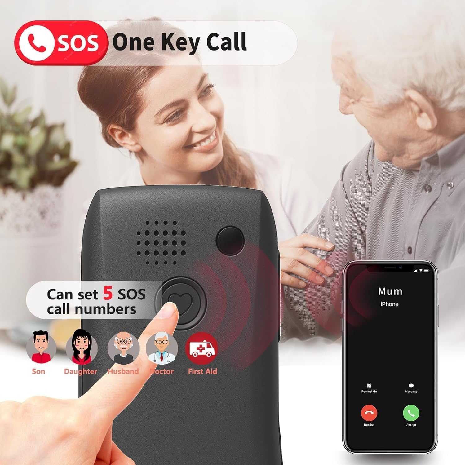 Artfone C1+ 4G Tastenhandy große Tasten SOS Ladestation Schwarz
