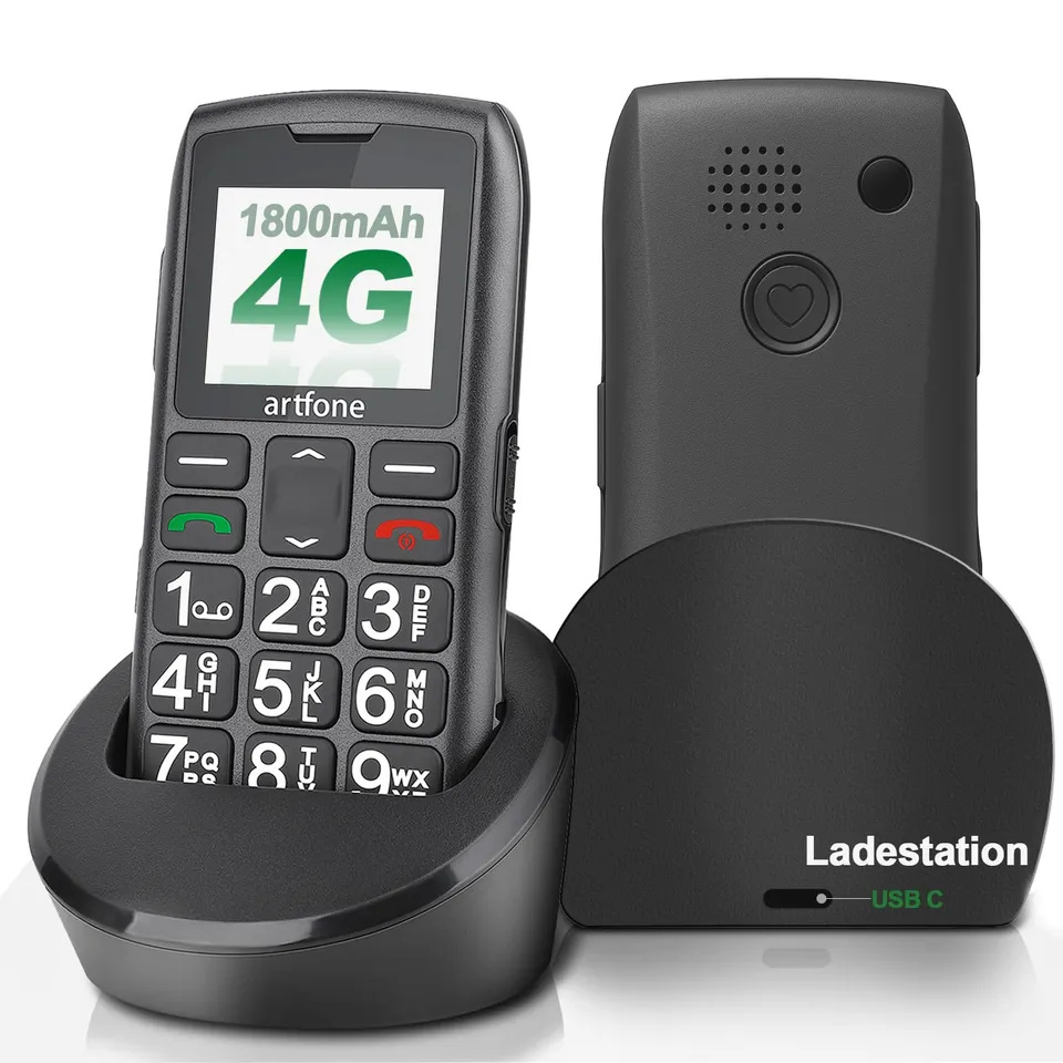 Artfone Seniorenhandy 4G Tastenhandy Notruftaste Ladestation