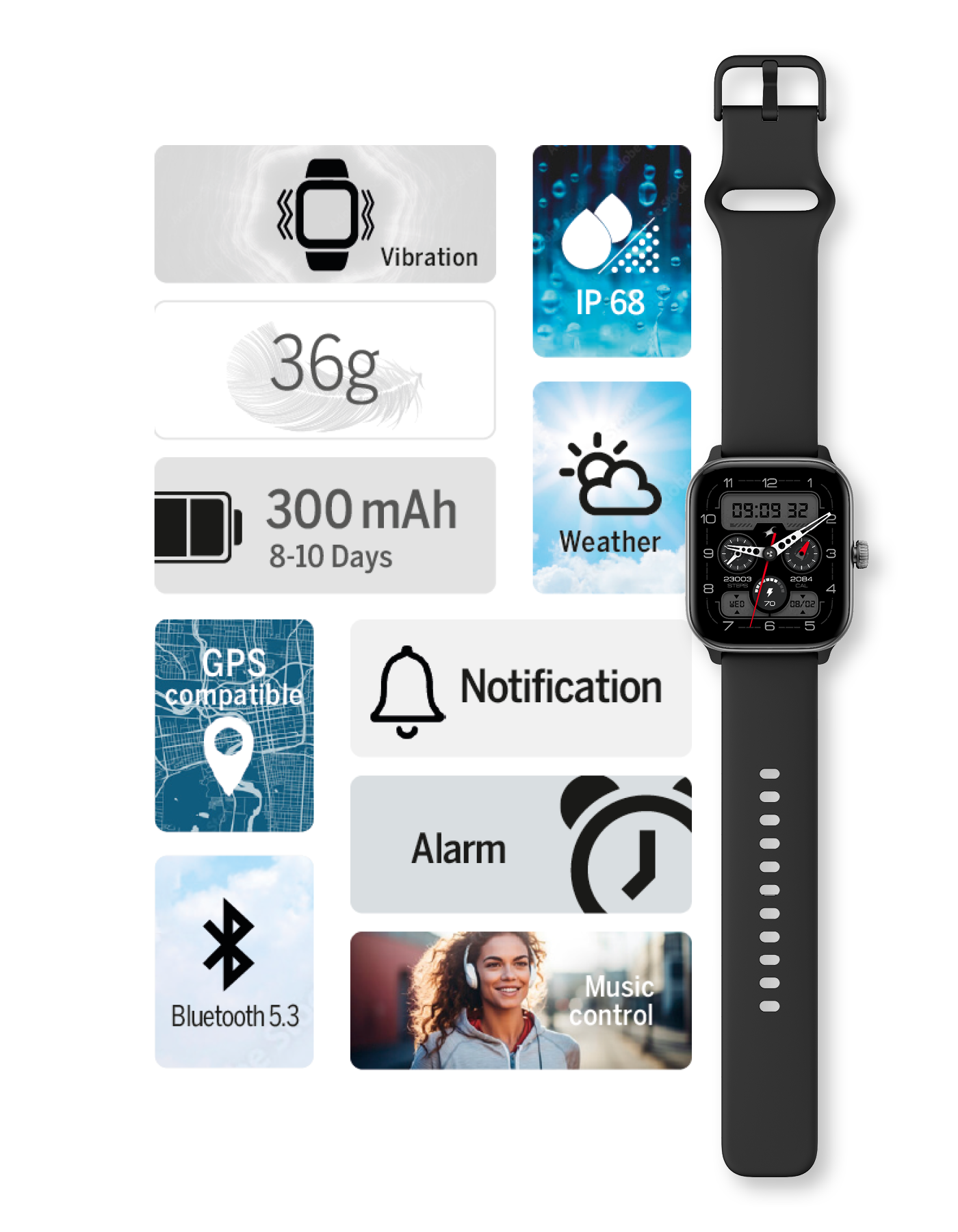 Bea-fon Smartwatch 201 Fitness-Smartwatch IP68 Bluetooth