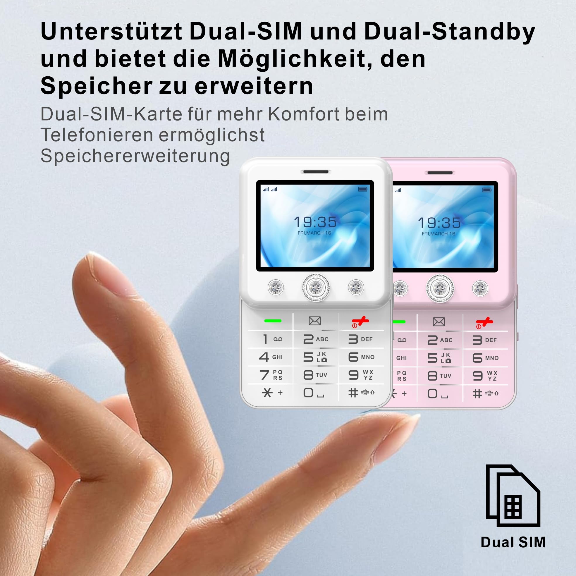 Onestyle GSM Diamond Tastenhandy weiß mit Notruftaste 4G
