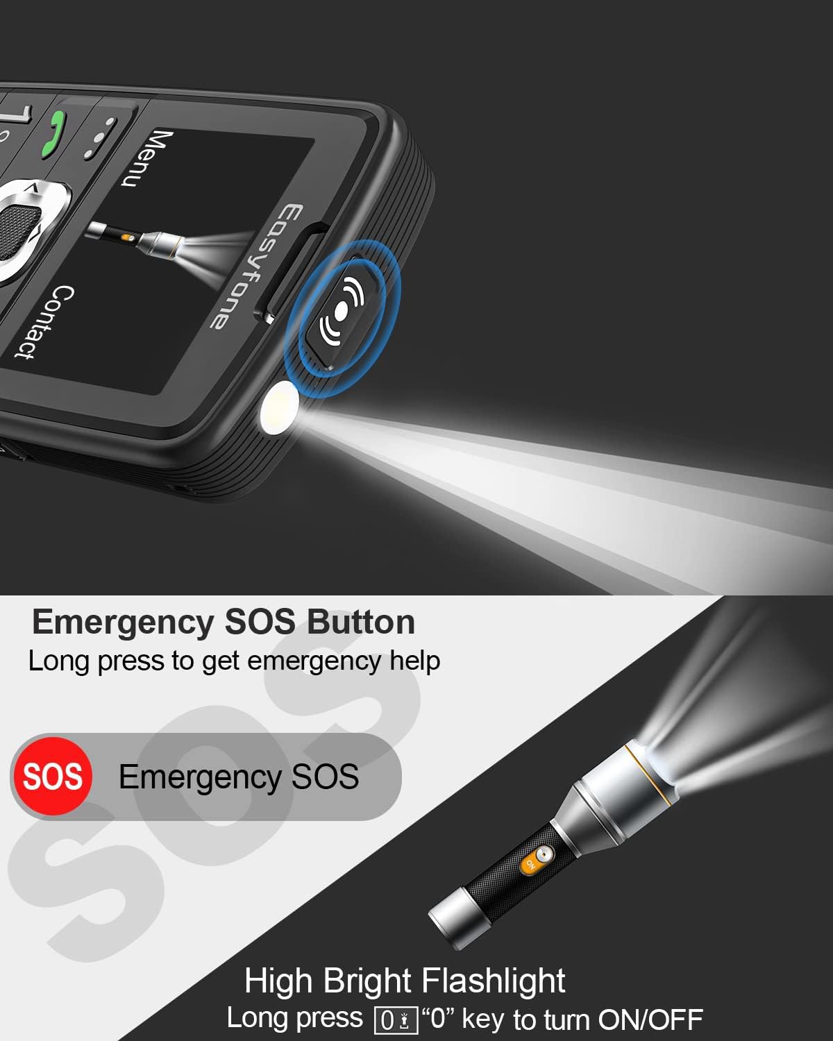 Easyfone Prime-A6 4G Tastenhandy Schwarz mit Ladestation Notruftaste
