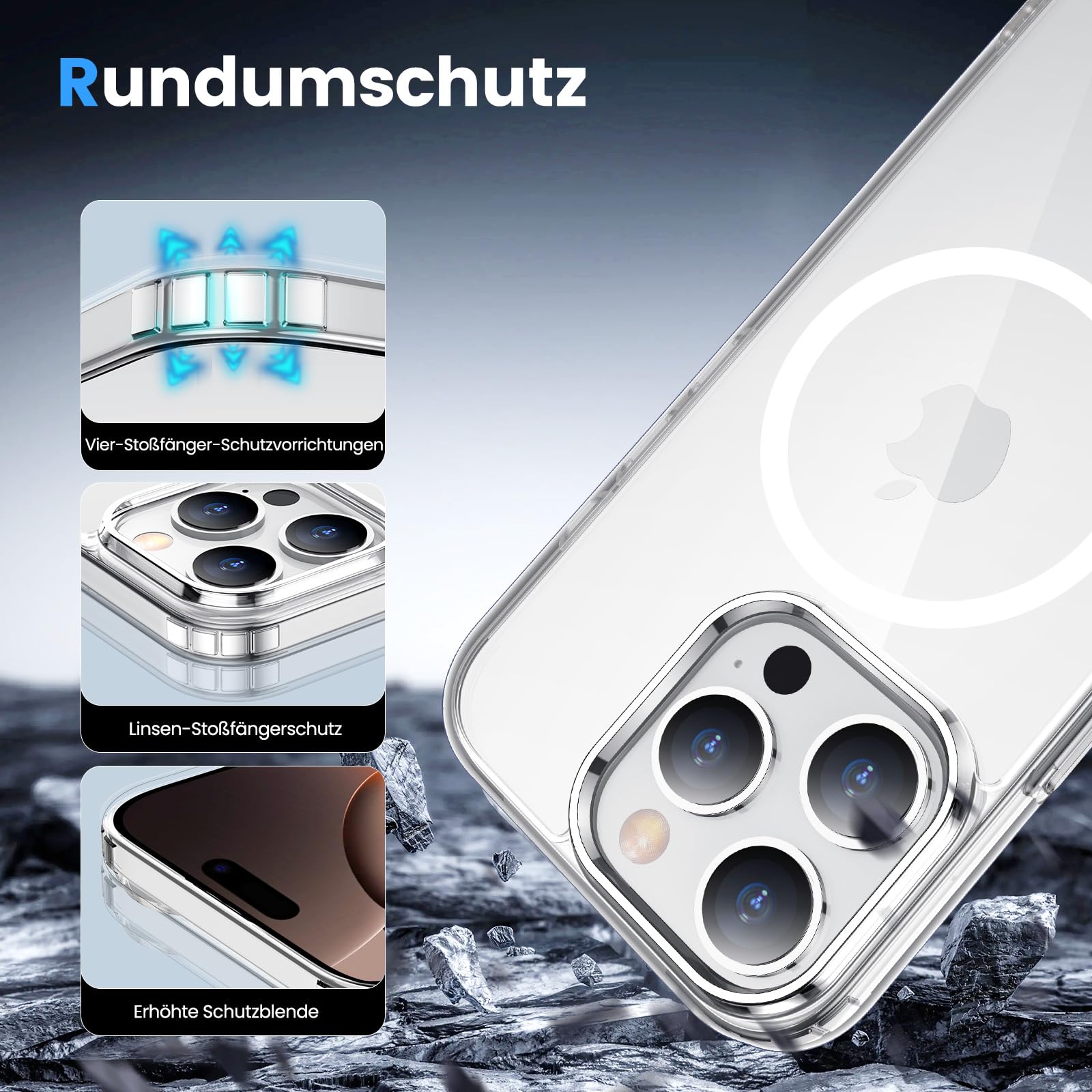Onestyle iPhone 16 Pro Max Hülle MagSafe klar mit Folie