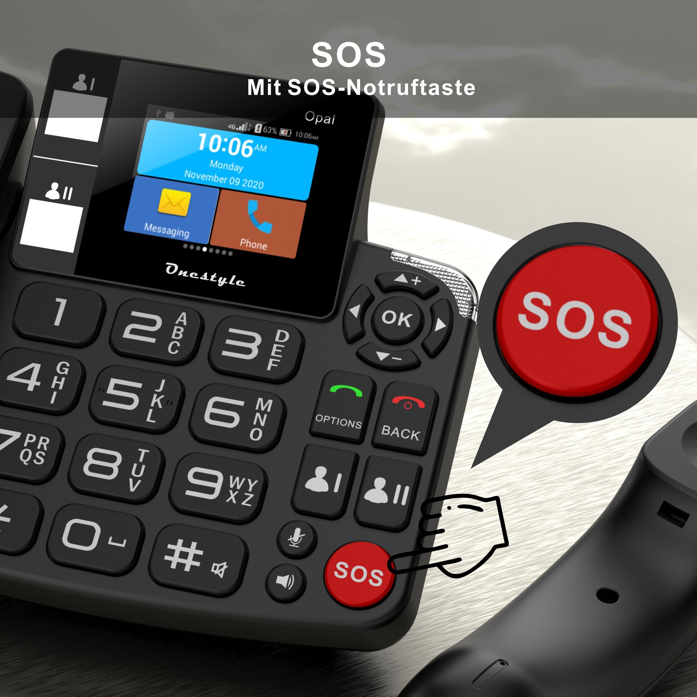 Onestyle GSM Opal Tischtelefon mit Notruftaste WLAN
