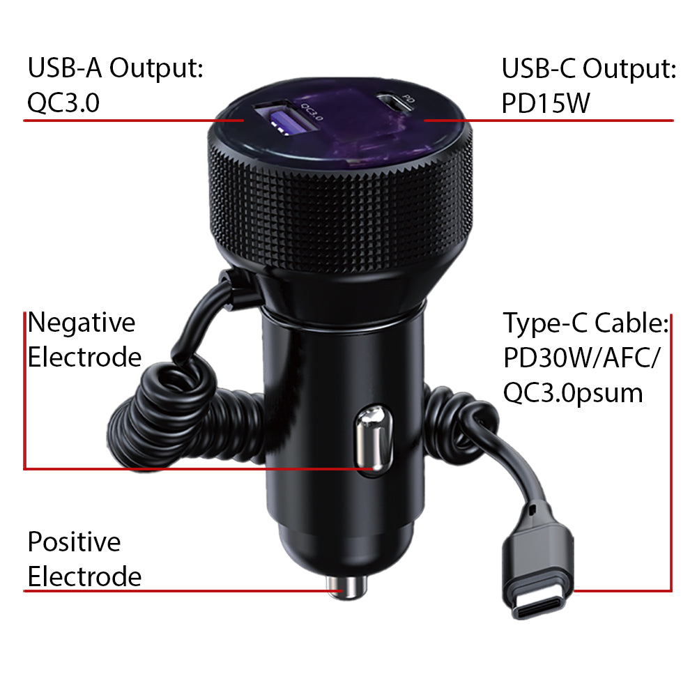 TTfone TTK18 Autoladegerät 12V Micro-USB Type-C